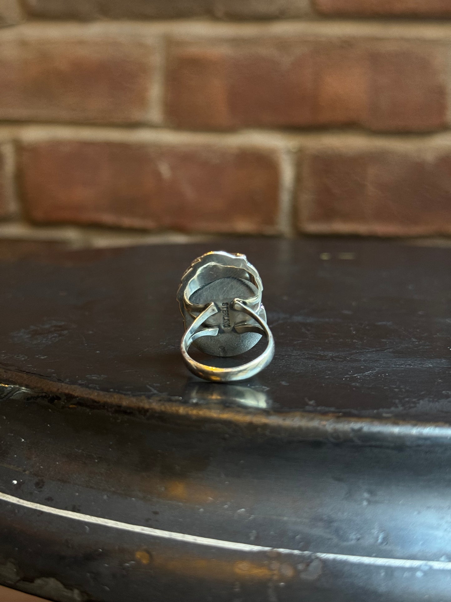 Feather Design Pink Conch Ring | Sterling Silver | Size 8 | C165