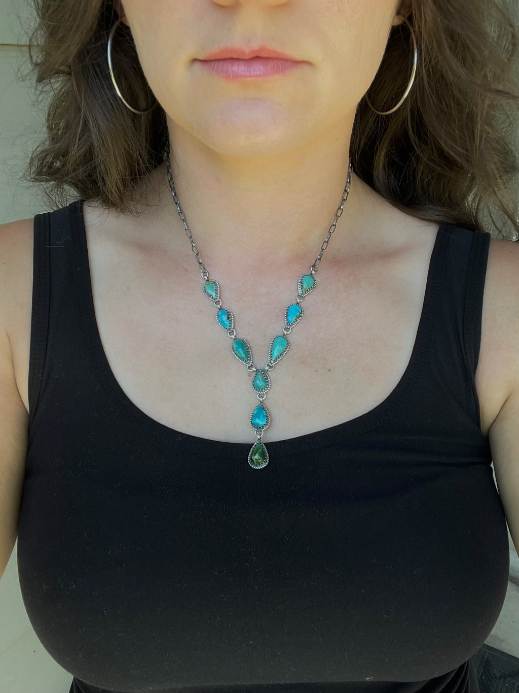 Kingman Turquoise Lariat Necklace | 925 Sterling Silver D225