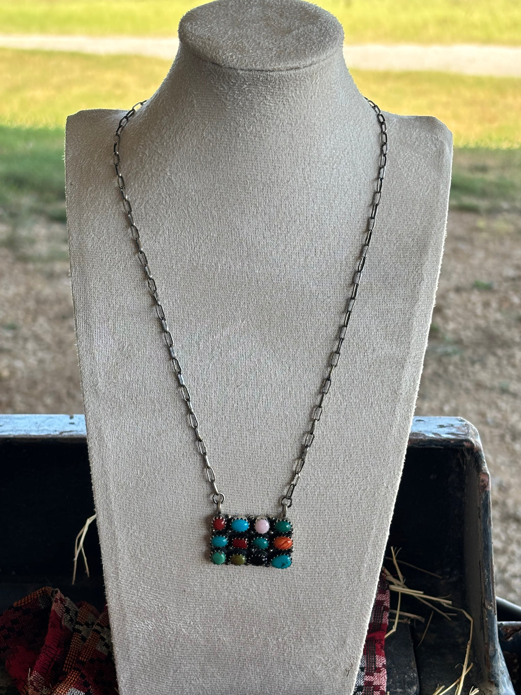 Mixed Stone Bar Necklace | 925 Sterling Silver Z16