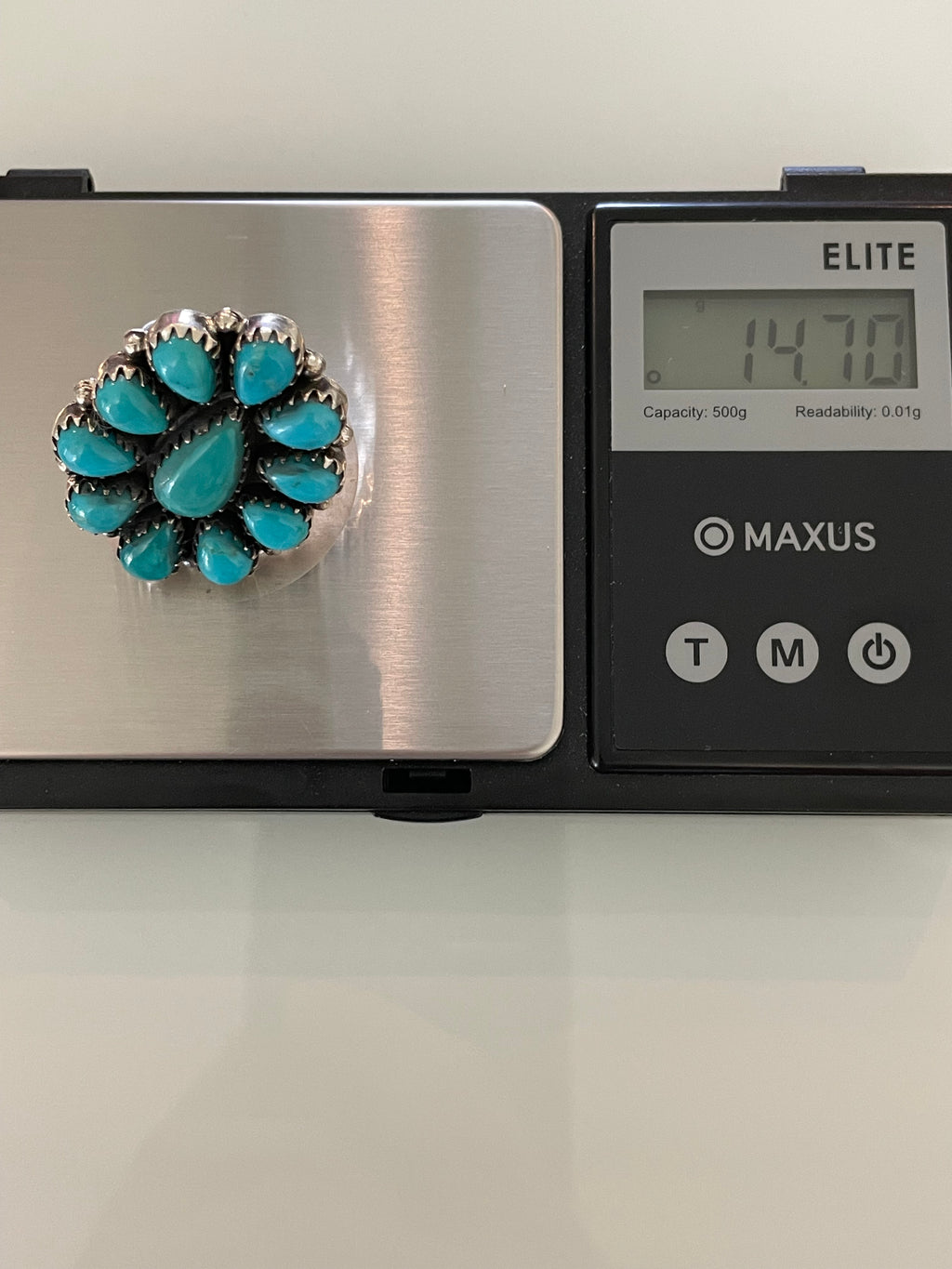 Turquoise Cluster Ring Size 7.25 | 925 Sterling Silver G739