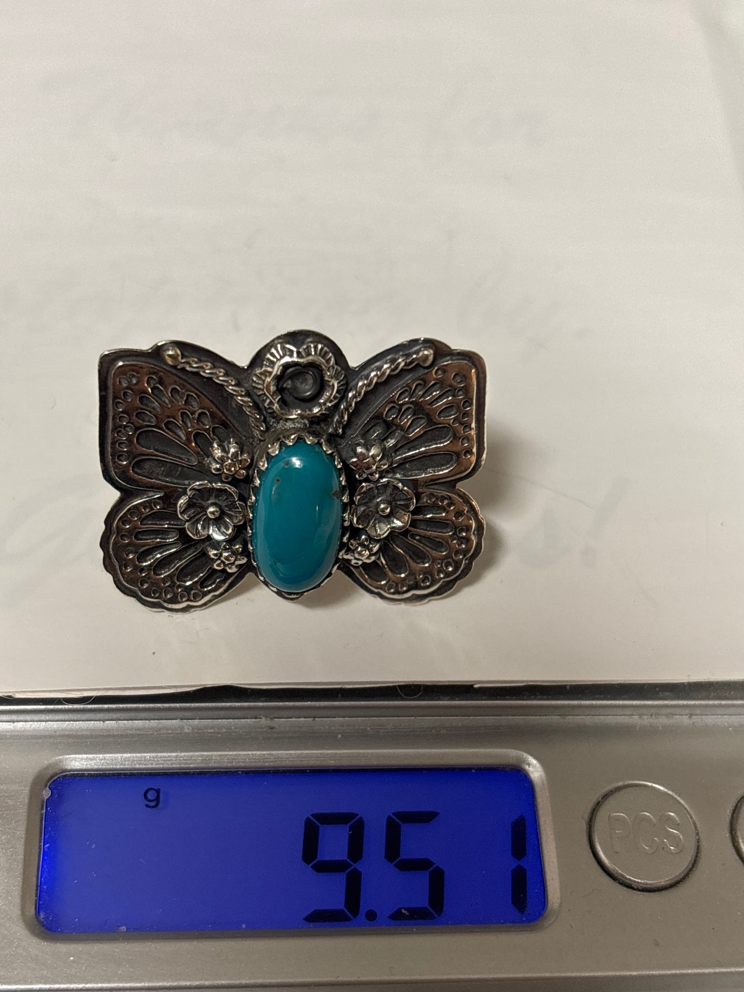 Turquoise Butterfly Ring Size 7.75 | 925 Sterling Silver C875