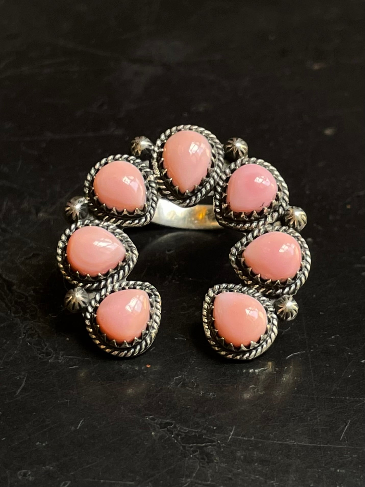 Pink Conch Naja Ring Size 8 | Sterling Silver E923