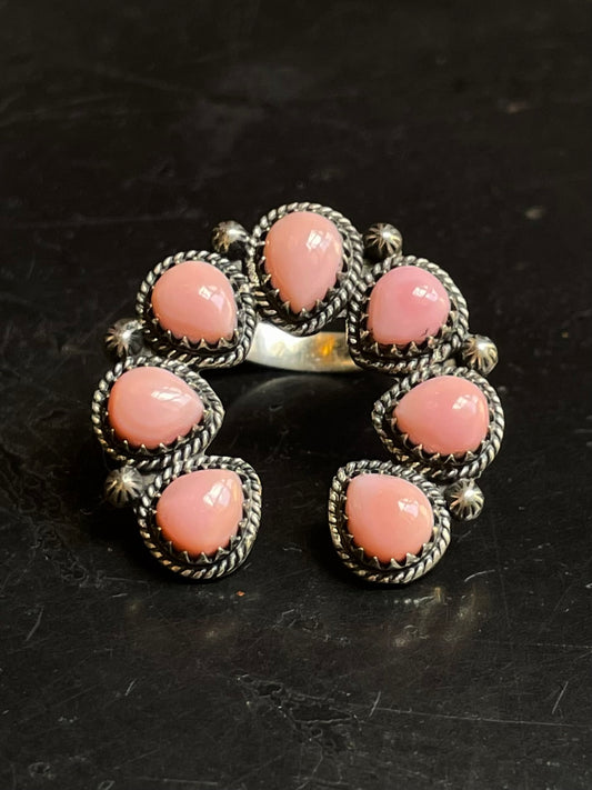 Pink Conch Naja Ring Size 8 | Sterling Silver E923
