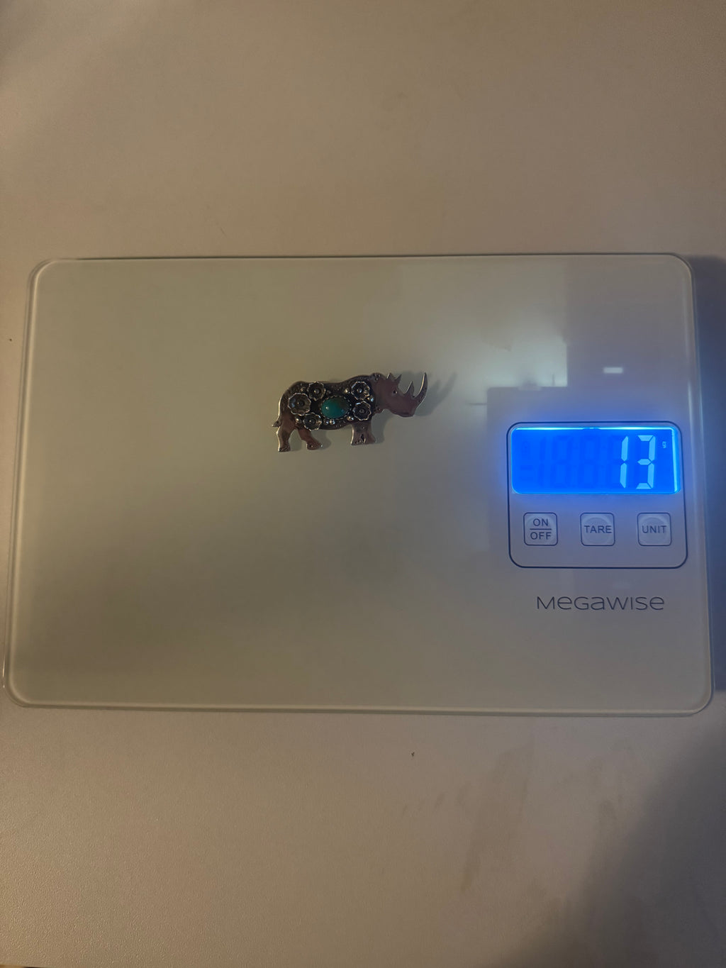 Turquoise Rhinoceros Pendant | 925 Sterling Silver A587