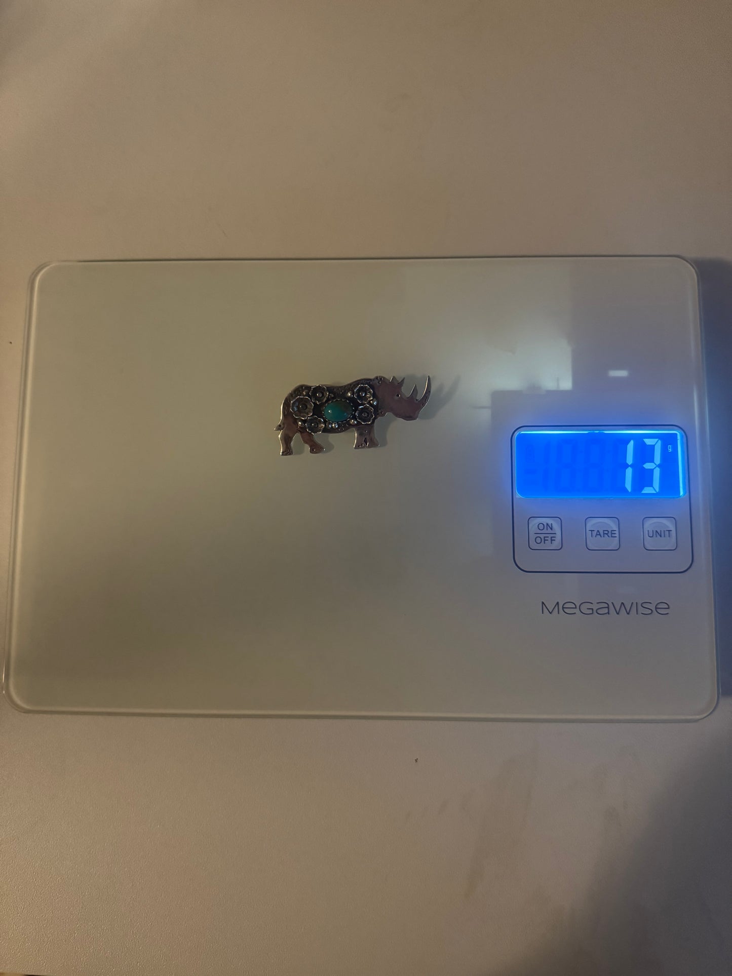 Turquoise Rhinoceros Pendant | 925 Sterling Silver A587