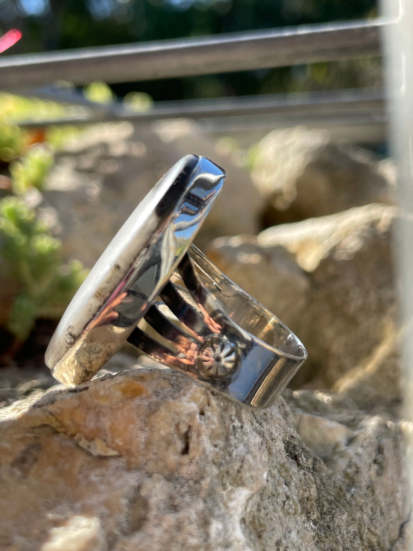 White Buffalo Ring Size 8.25 | 925 Sterling Silver B674