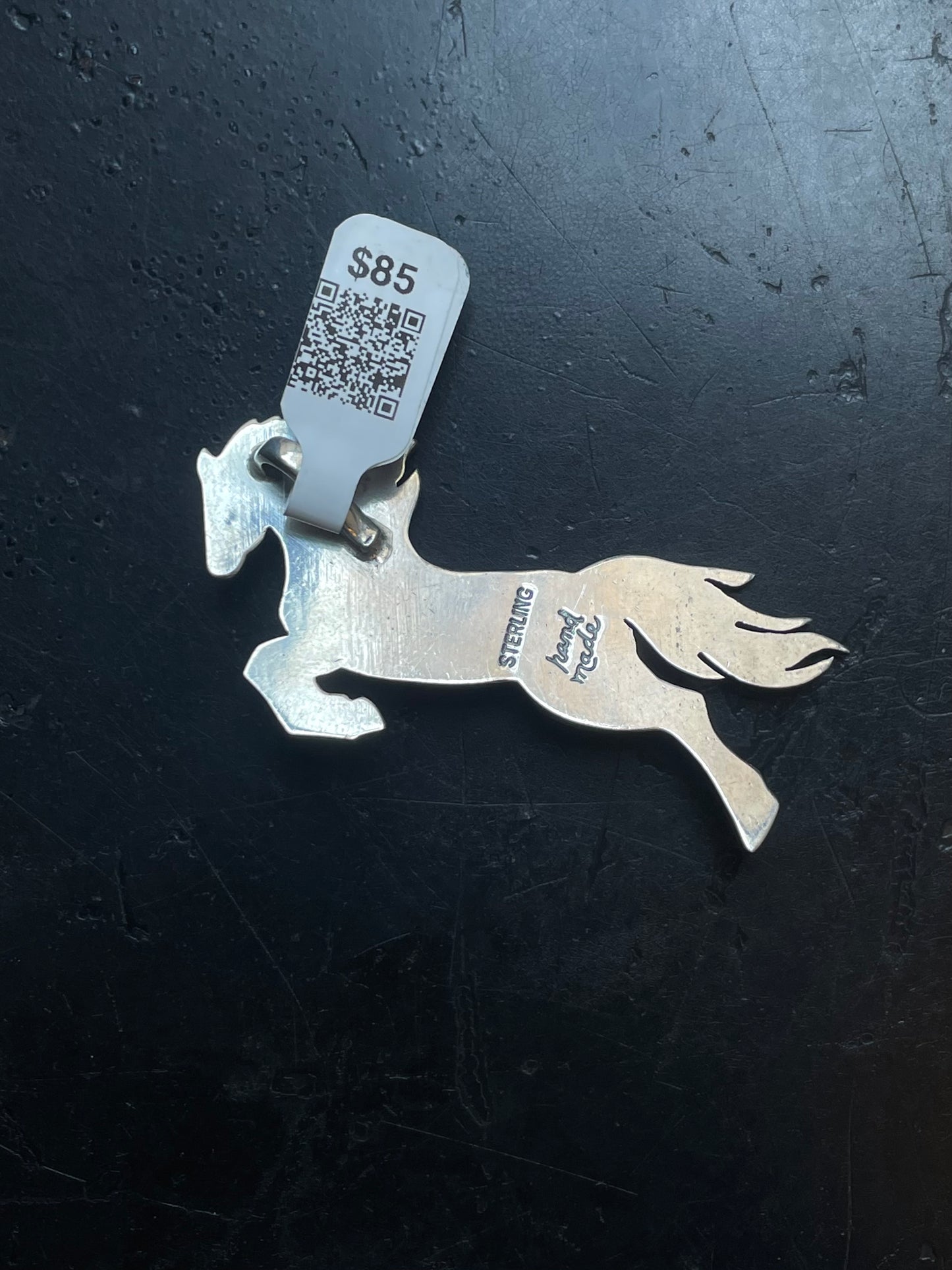 Pink Conch Horse Pendant | Sterling Silver | A664