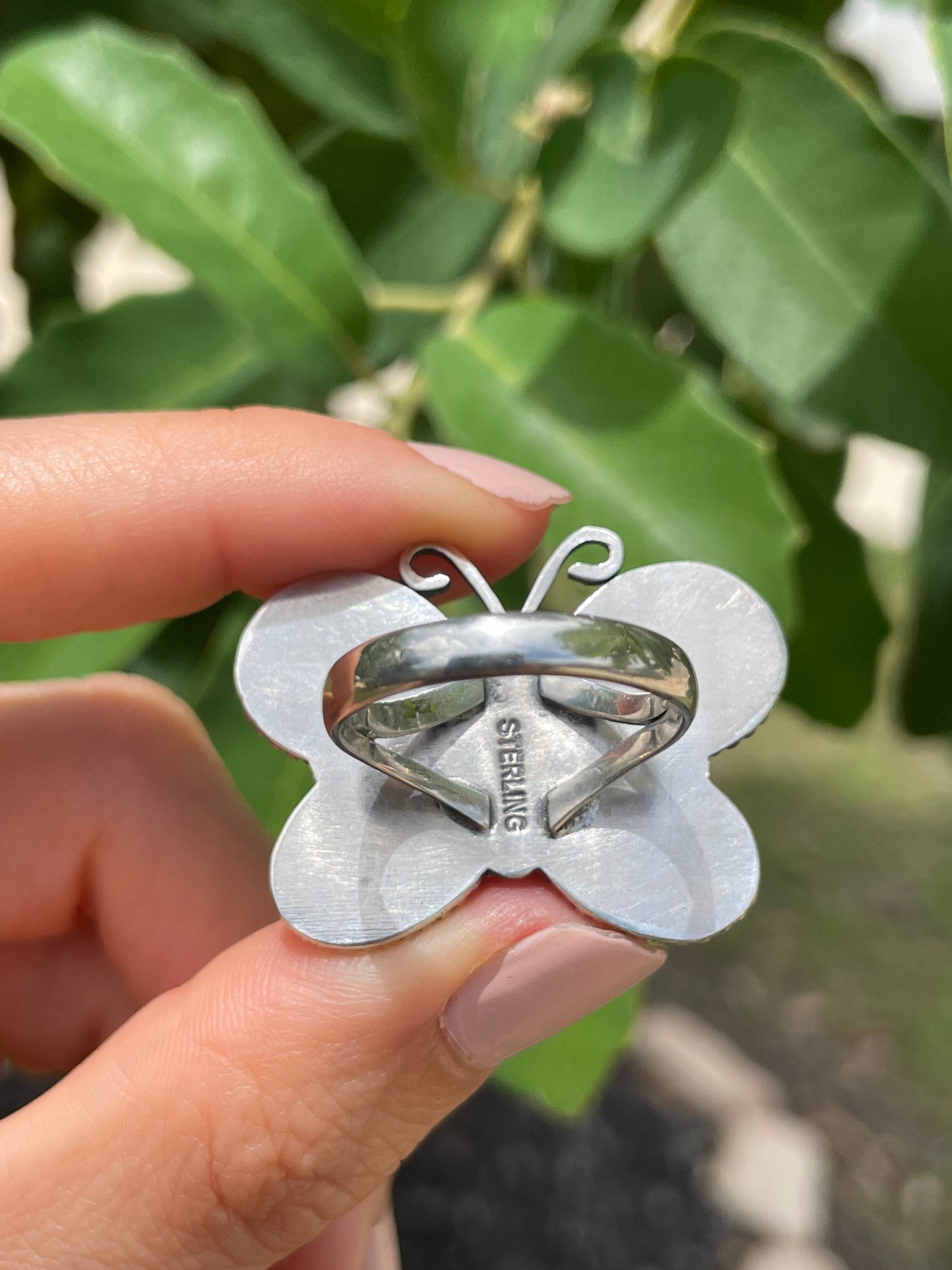 Pink Conch Butterfly Ring Size 9 | 925 Sterling Silver D177