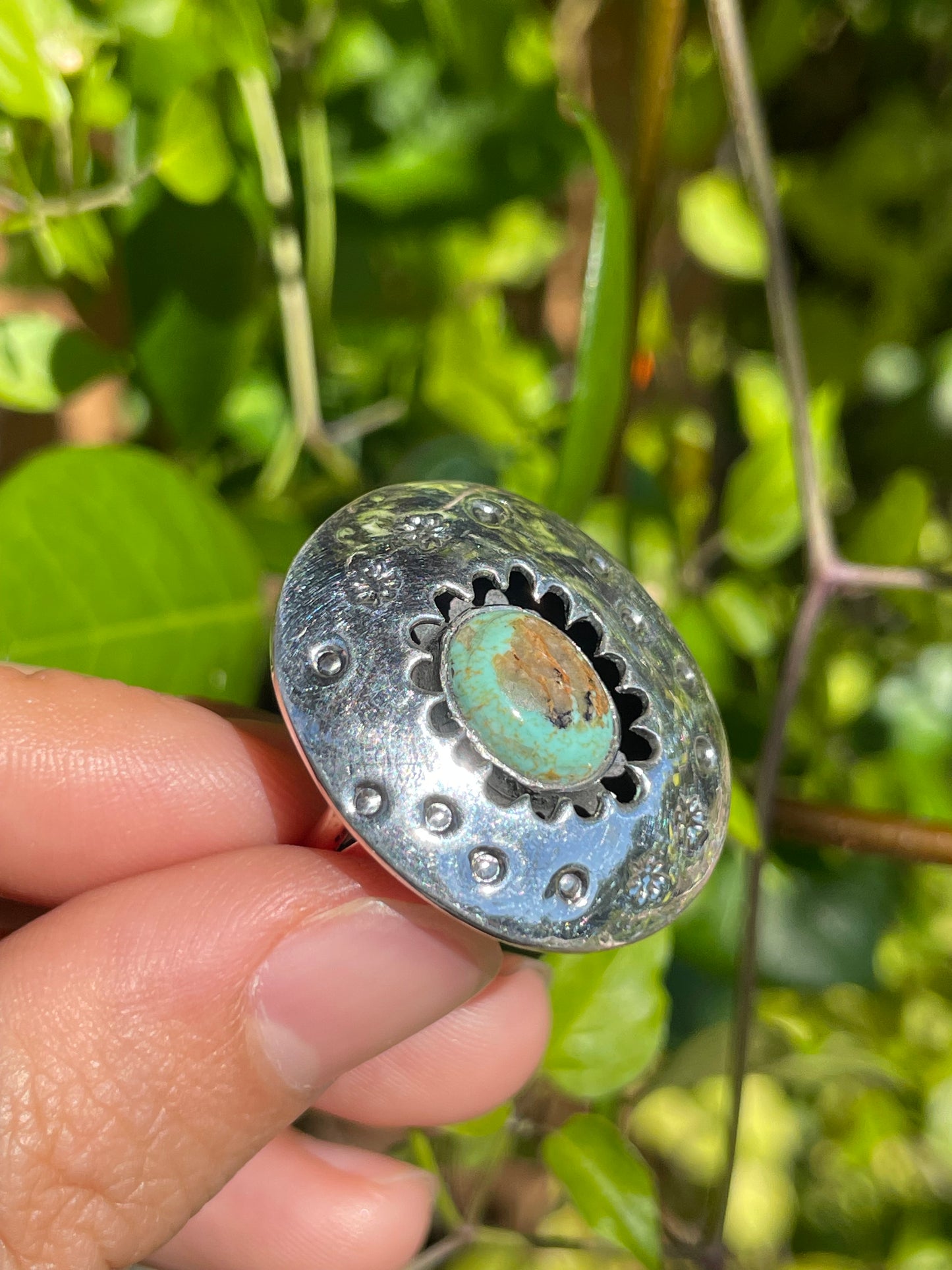 Turquoise Shadow Box Ring | 925 Sterling Silver | Size 6.5 B316
