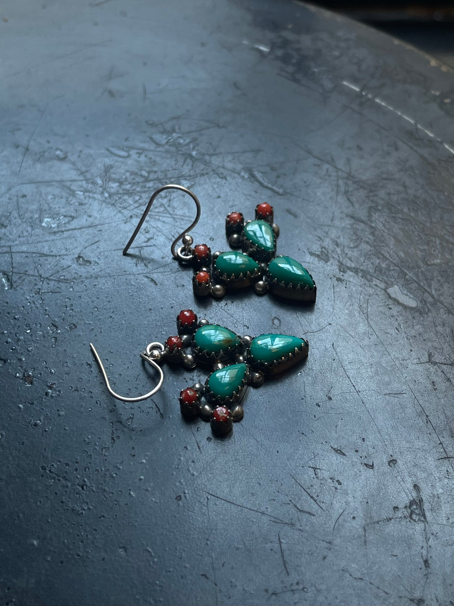 Turquoise Italian Coral Hook Earrings | Sterling Silver E651