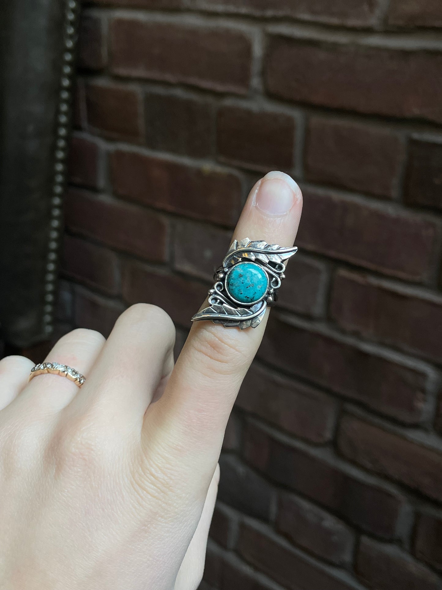 Kingman Turquoise Feather Ring Size 5.75 | 925 Sterling Silver Southwest E167