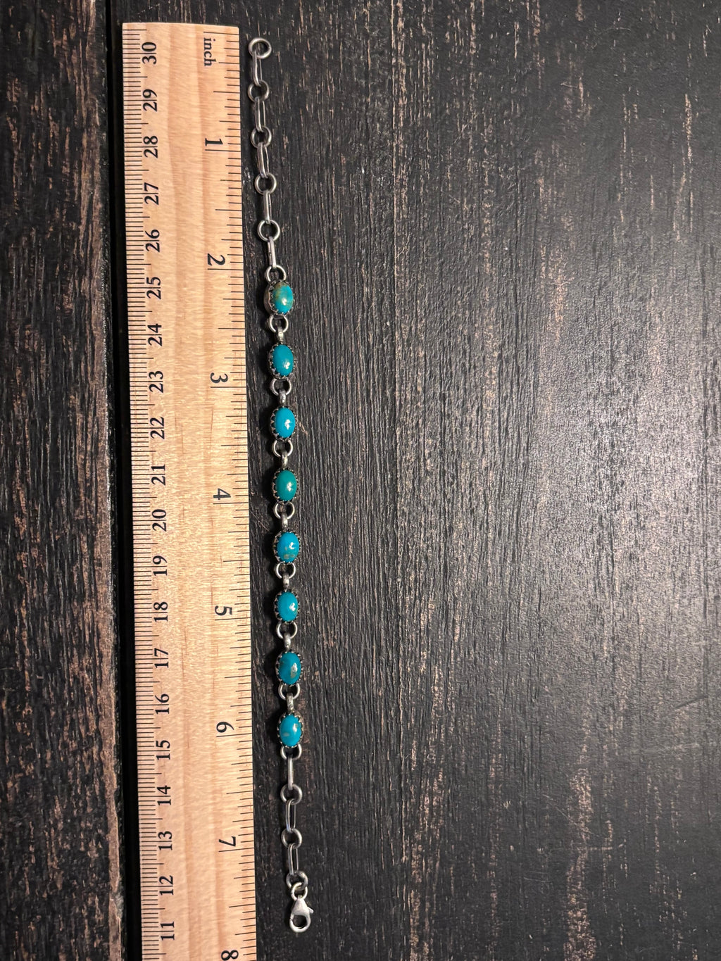 Kingman Turquoise Link Bracelet | 925 Sterling Silver Southwestern Style A120
