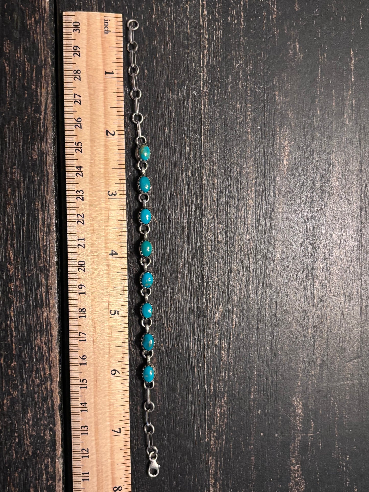 Kingman Turquoise Link Bracelet | 925 Sterling Silver Southwestern Style A120