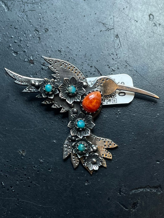 Spiny Oyster Hummingbird Pendant | Sterling Silver | A573