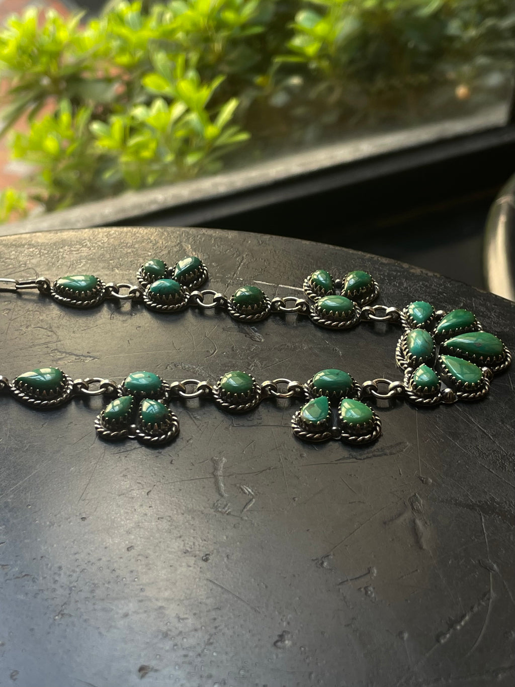 Kingman Turquoise Floral Lariat Necklace | 925 Sterling Silver G605
