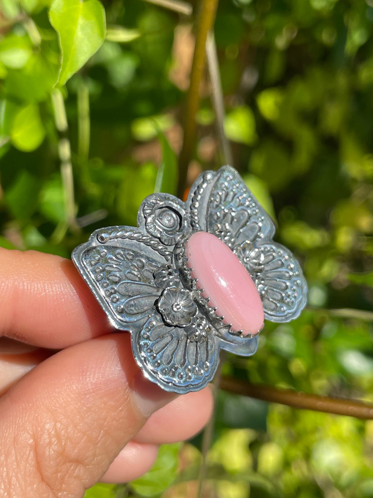 Pink Conch Butterfly Ring | 925 Sterling Silver | Size 8 B317