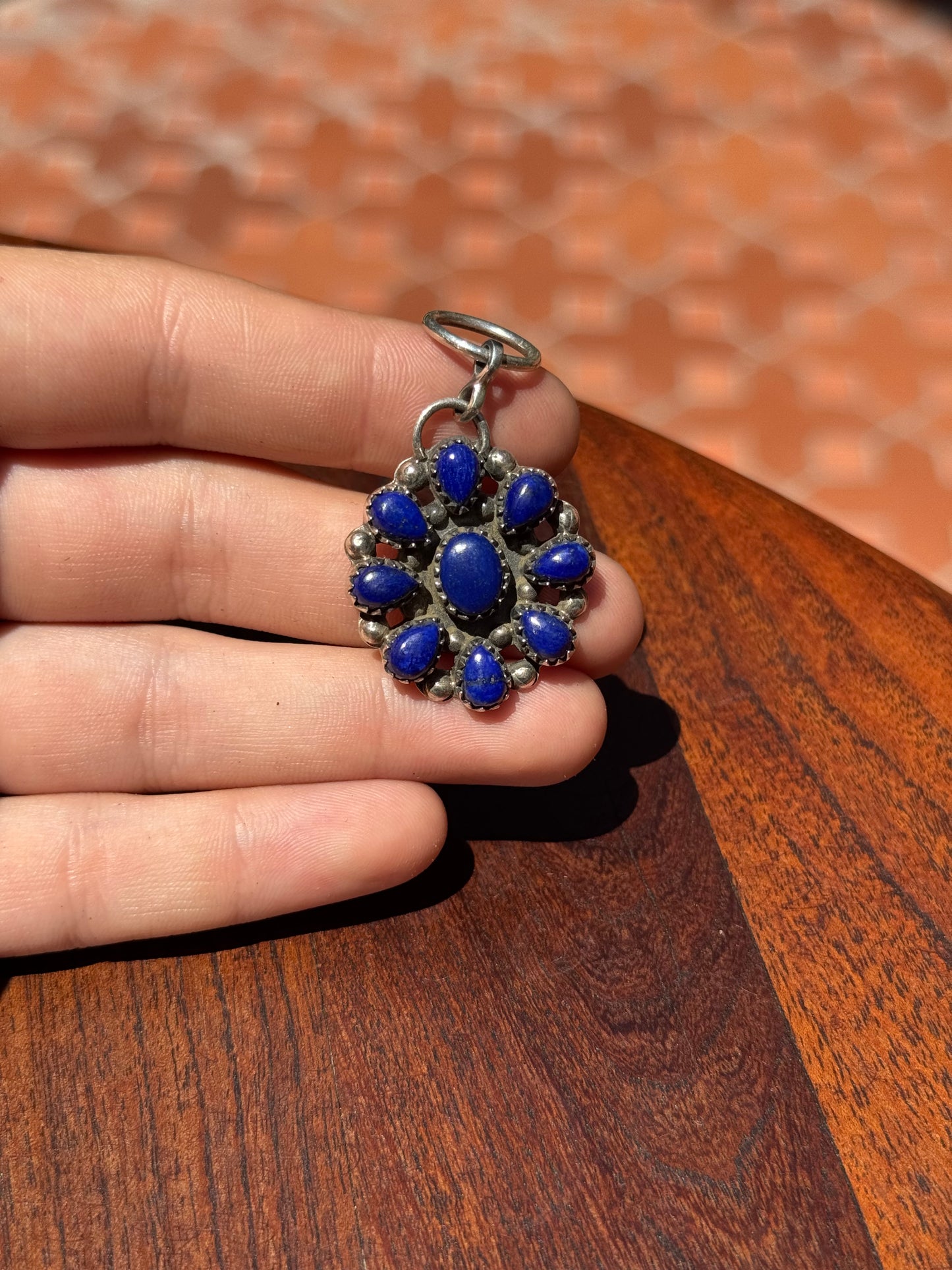 Lapis Lazuli Cluster Pendant | Sterling Silver | A634