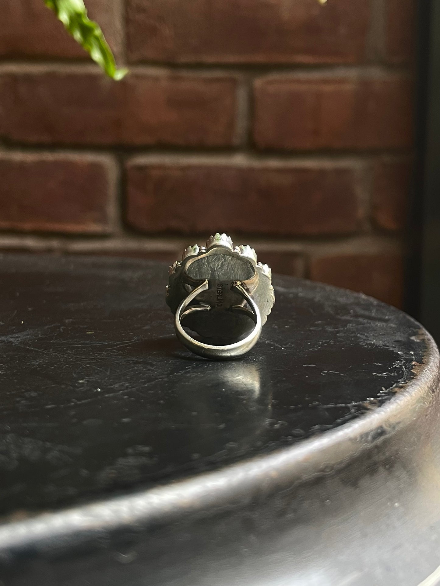 Pink Conch Teardrop Ring | Black Onyx | 925 Sterling Silver | Size 6 E289