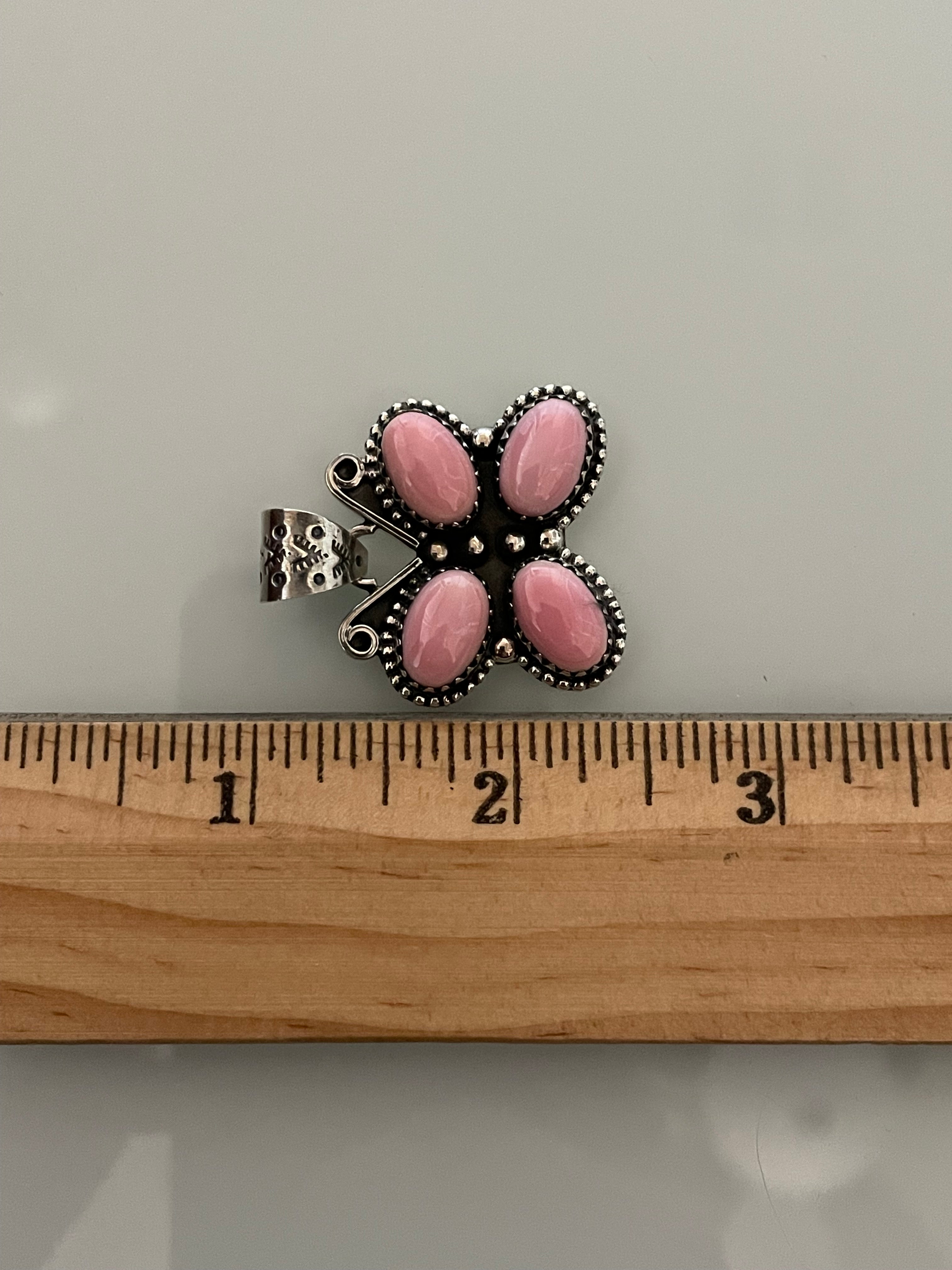 Pink Conch Butterfly Pendant | 925 Sterling Silver E229