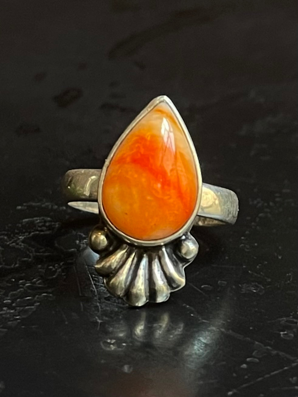 Spiny Oyster Tear Drop Ring Size 7 | 925 Sterling Silver G543