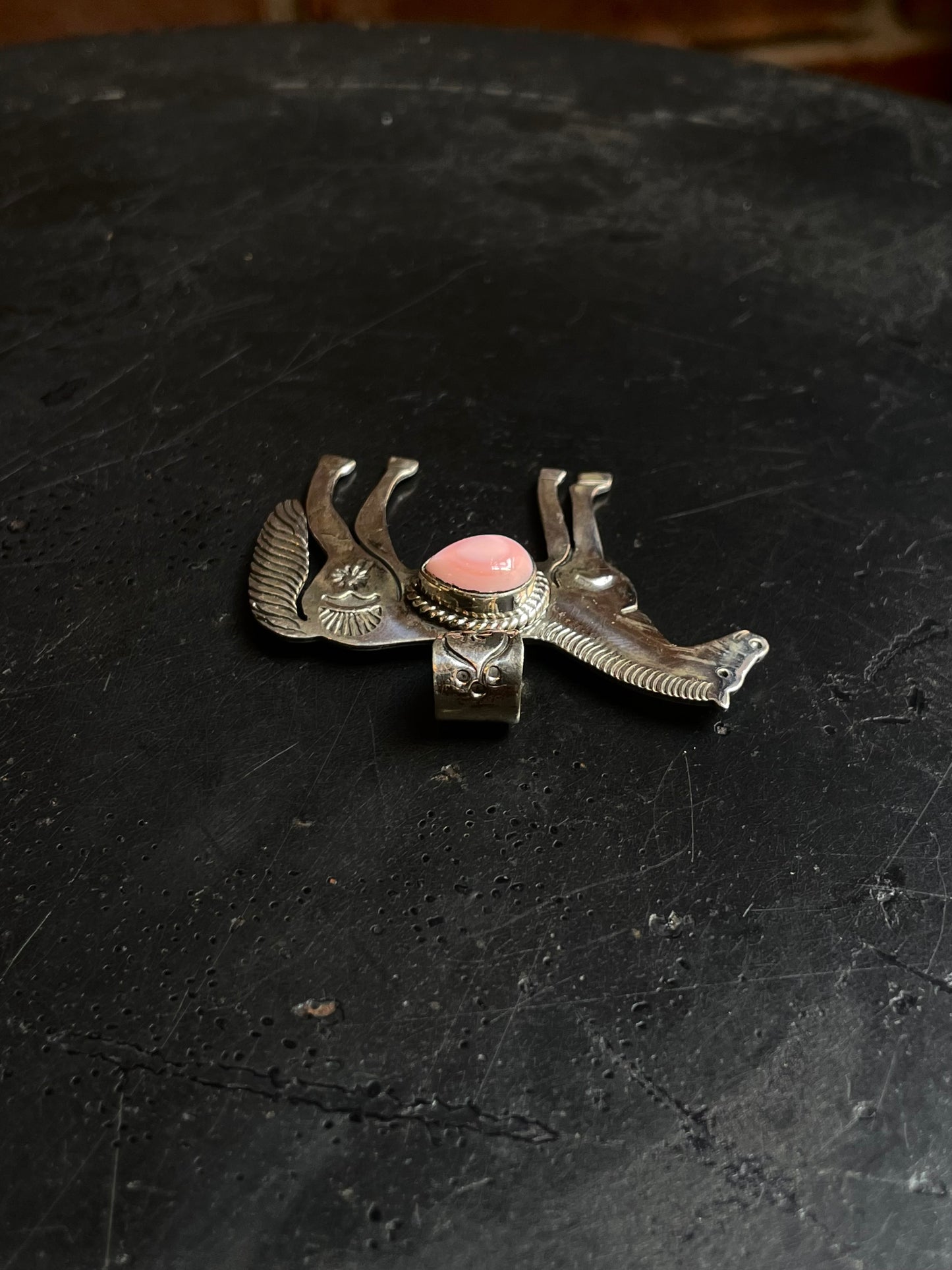Pink Conch Horse Pendant | 925 Sterling Silver E253