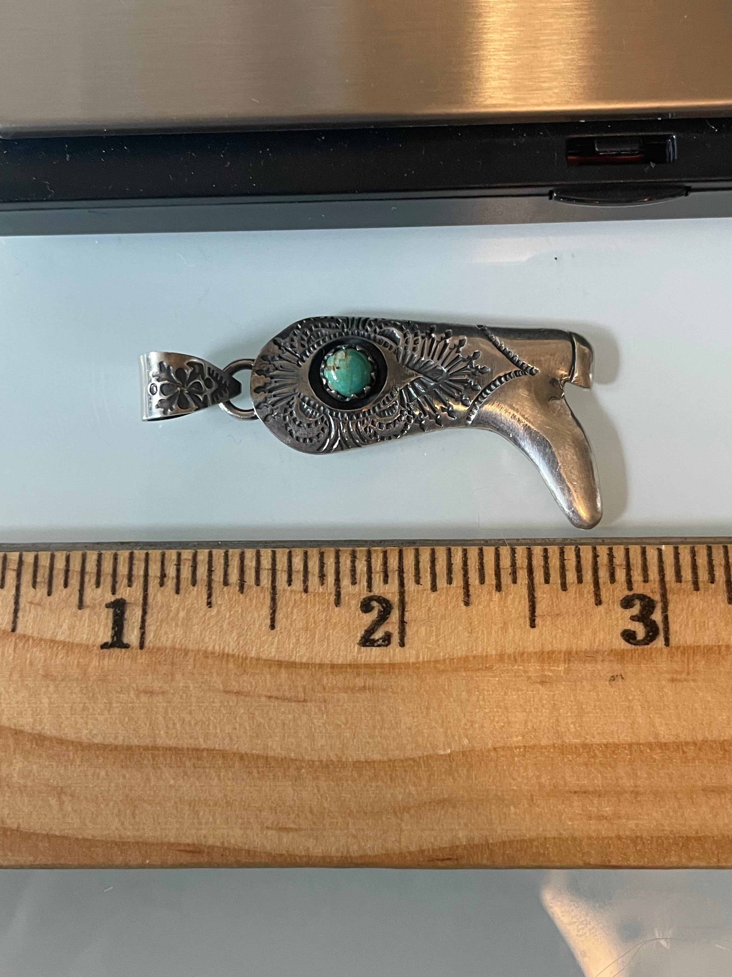 Turquoise Cowboy Boot Pendant | 925 Sterling Silver G621