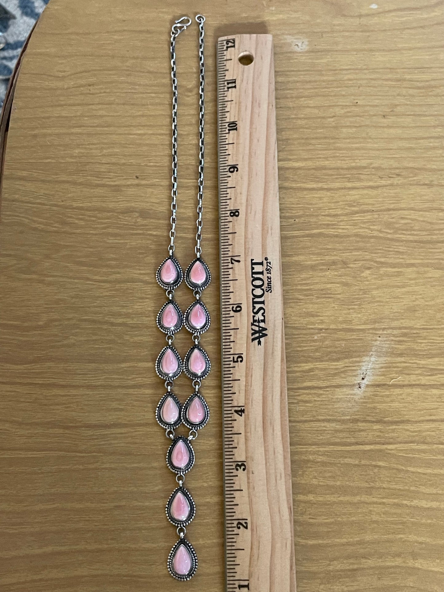 Pink Conch Lariat Necklace | 925 Sterling Silver C986