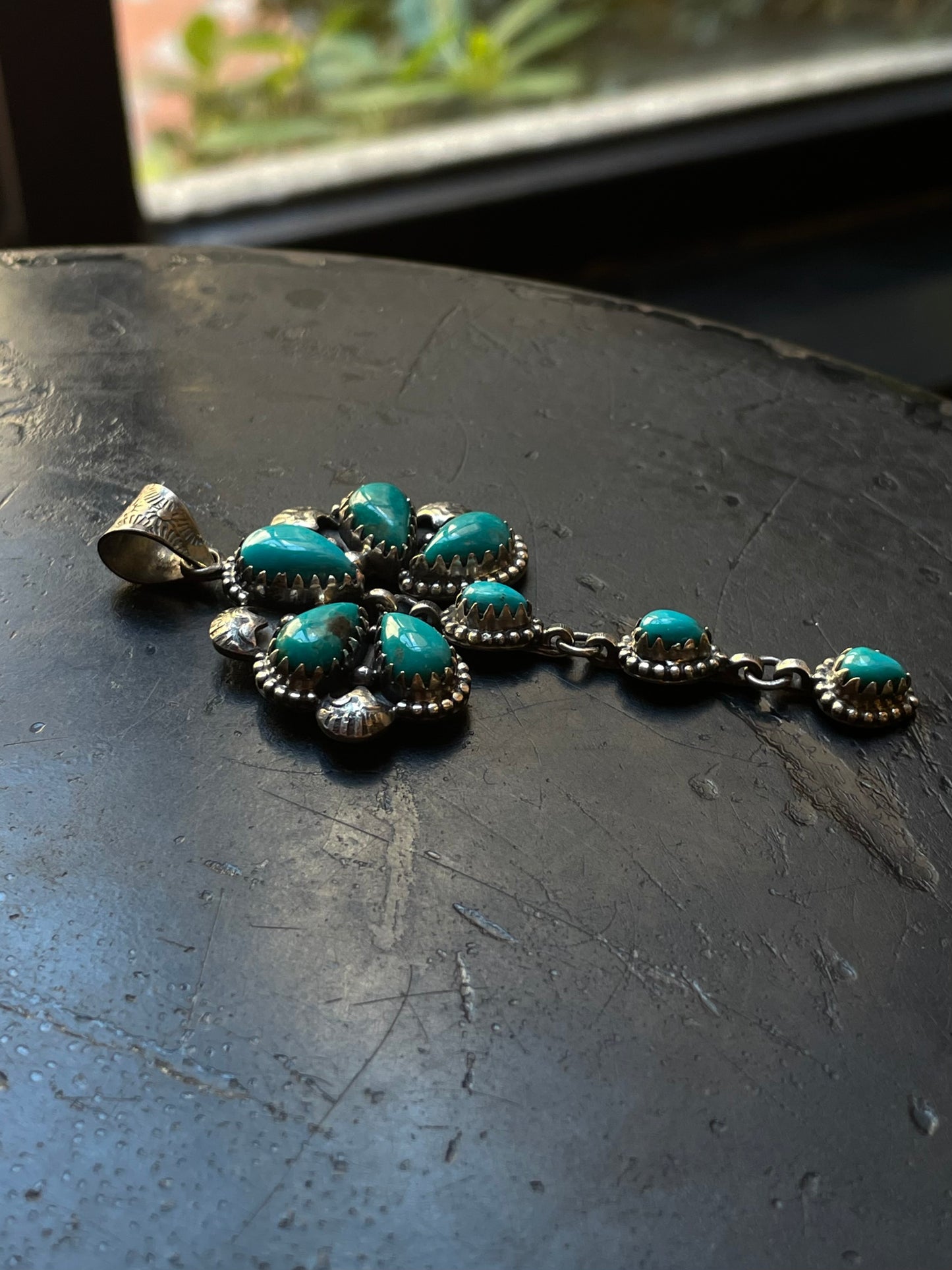Kingman Turquoise Naja Dangle Pendant | Sterling Silver G463