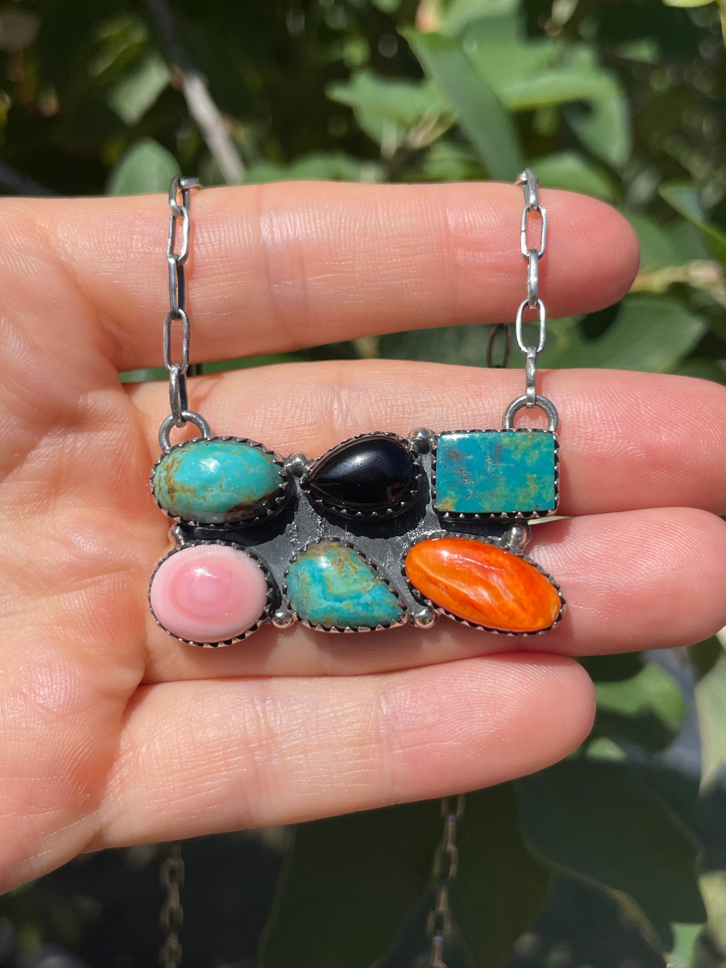 Multi Stone Necklace | 925 Sterling Silver Southwest D127