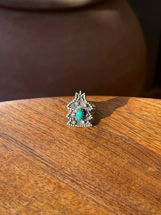 Turquoise Christmas Tree Ring Size 7 | 925 Sterling Silver C885