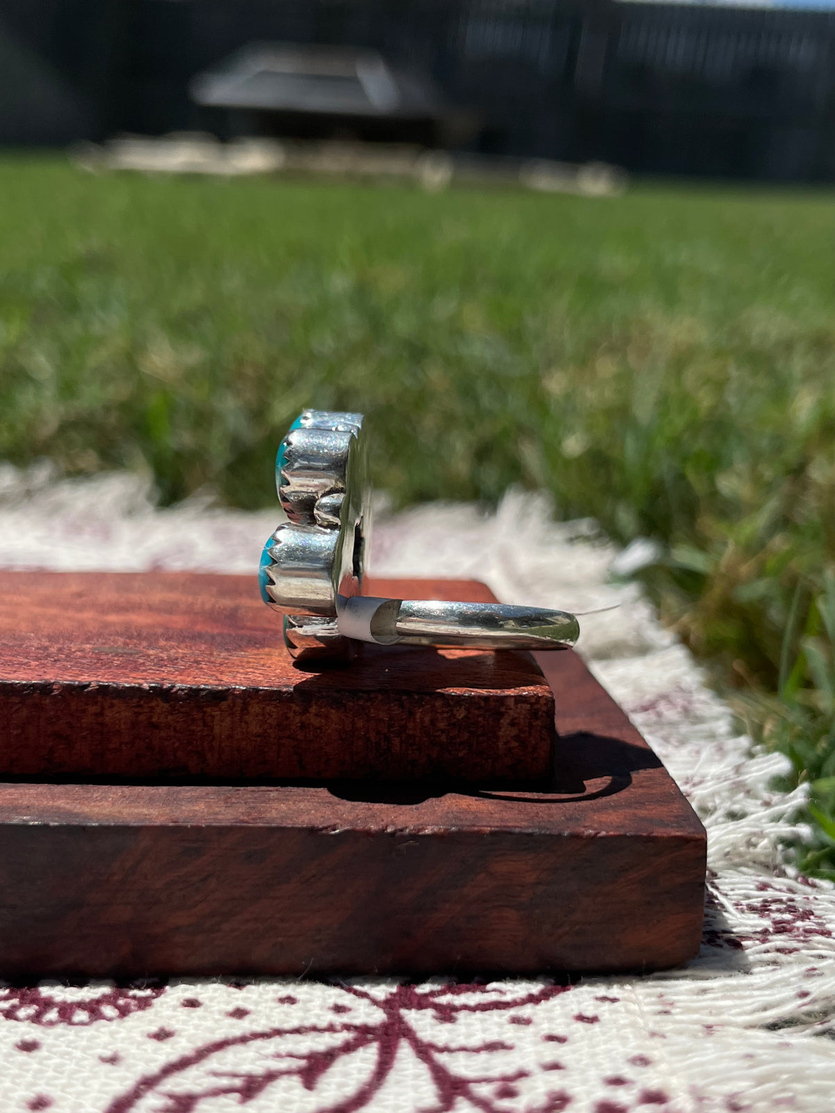 Turquoise Cluster Ring Size 7 | 925 Sterling Silver D305