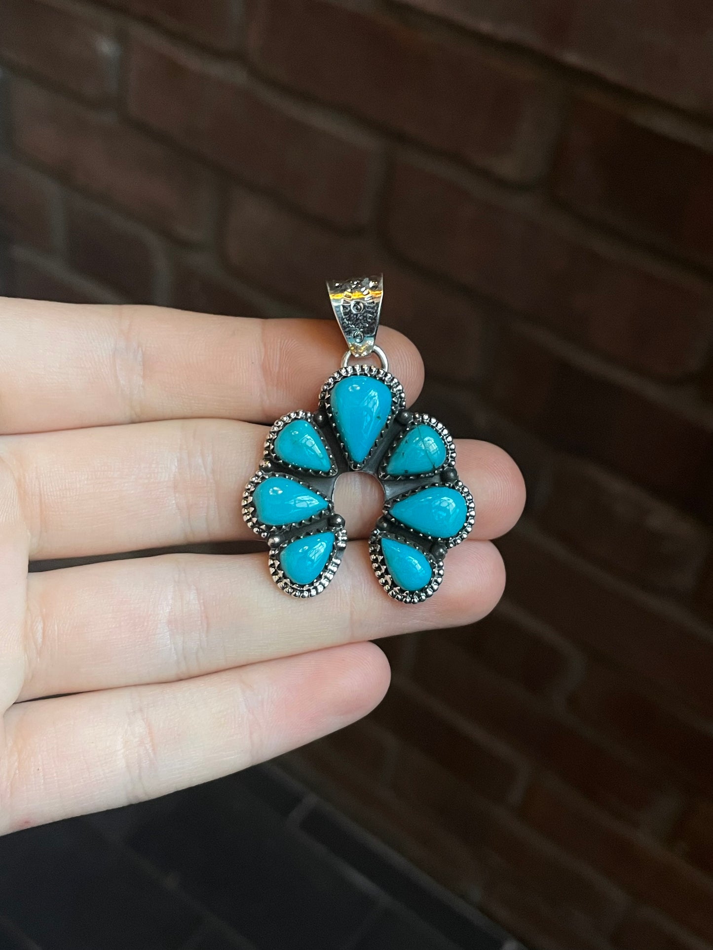 Kingman Turquoise Naja Pendant | Sterling Silver C609
