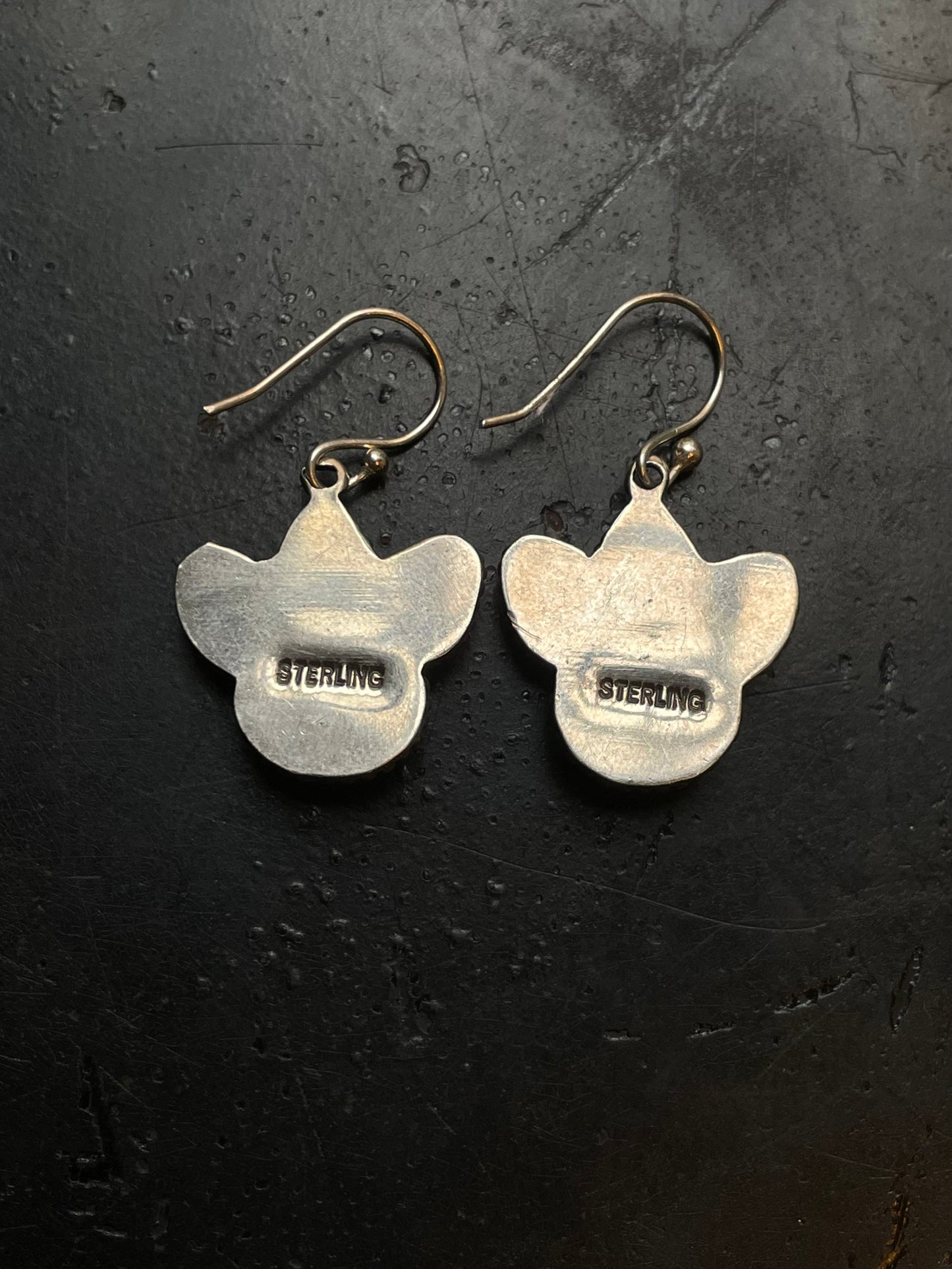 Black Onyx Paw Print Dangle Earrings | Sterling Silver G337