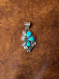 Kingman Turquoise Feather Pendant | Sterling Silver | A784