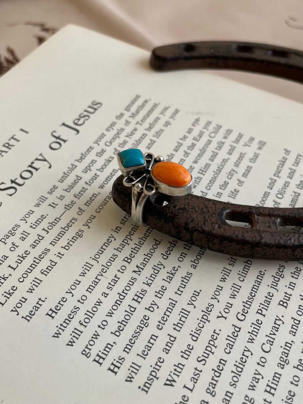 Turquoise & Spiny Oyster Two-Stone Ring | 925 Sterling Silver Size 6 G820