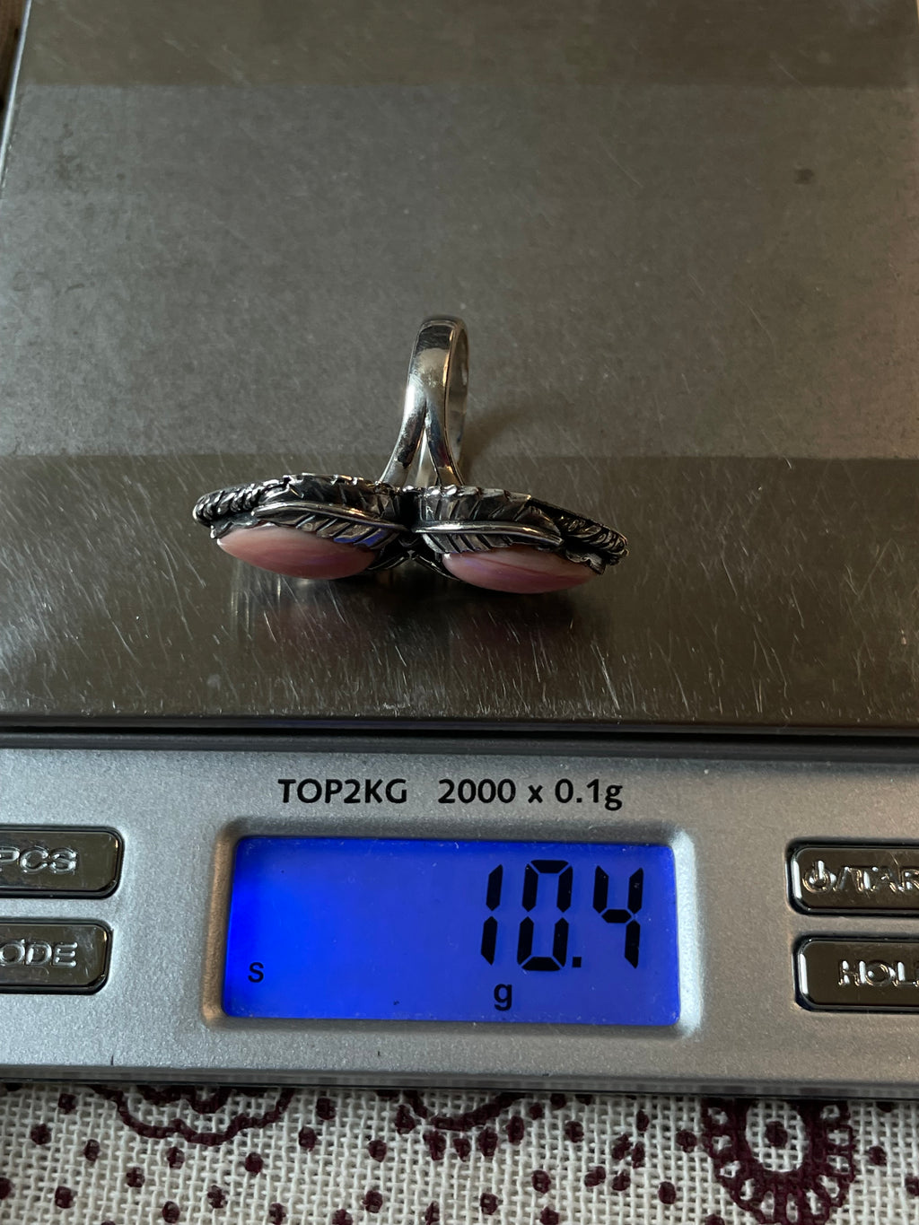 Pink Conch Feather Ring Size 7 | 925 Sterling Silver C571