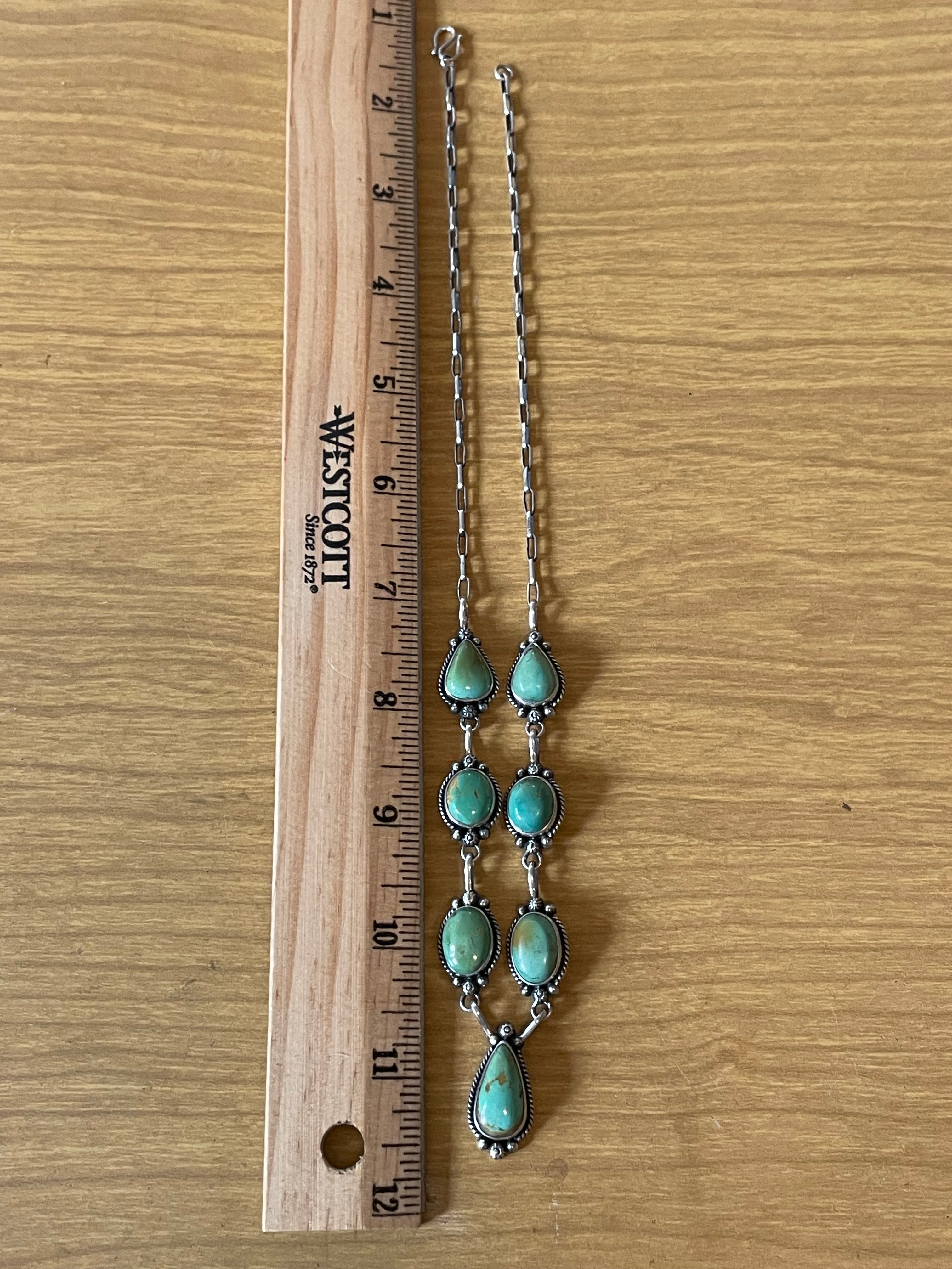 Kingman Turquoise Lariat Necklace | 925 Sterling Silver G613