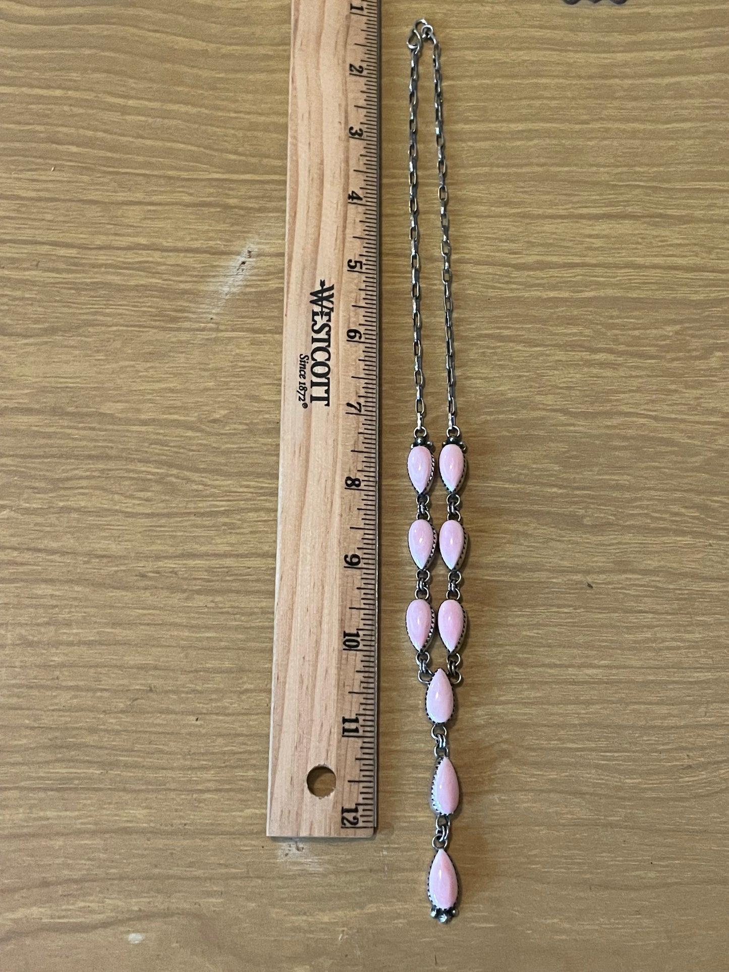 Pink Conch Tear Drop Necklace | 925 Sterling Silver E978