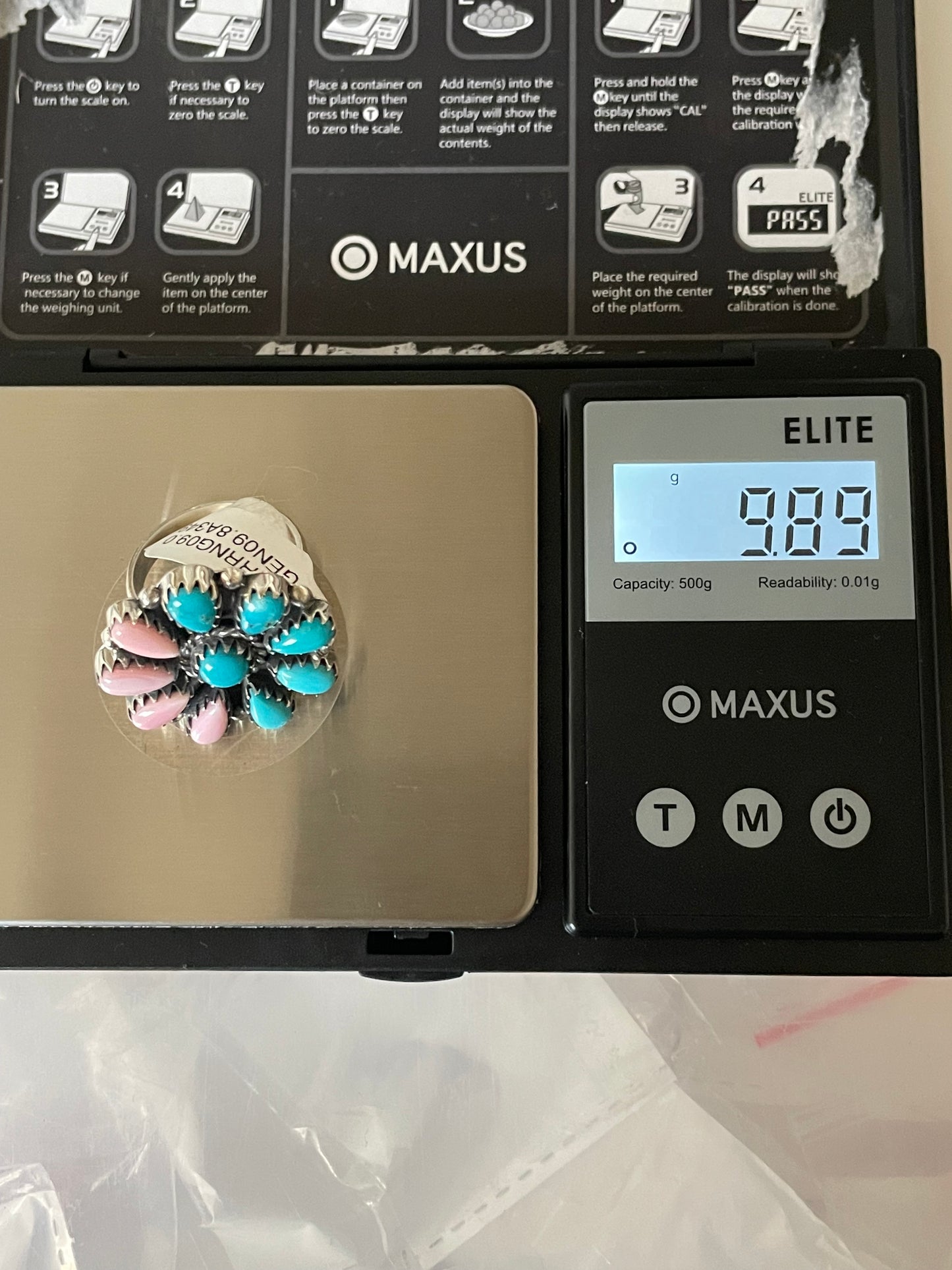 Kingman Turquoise Cluster Ring | Sterling Silver | Size 9 | A349