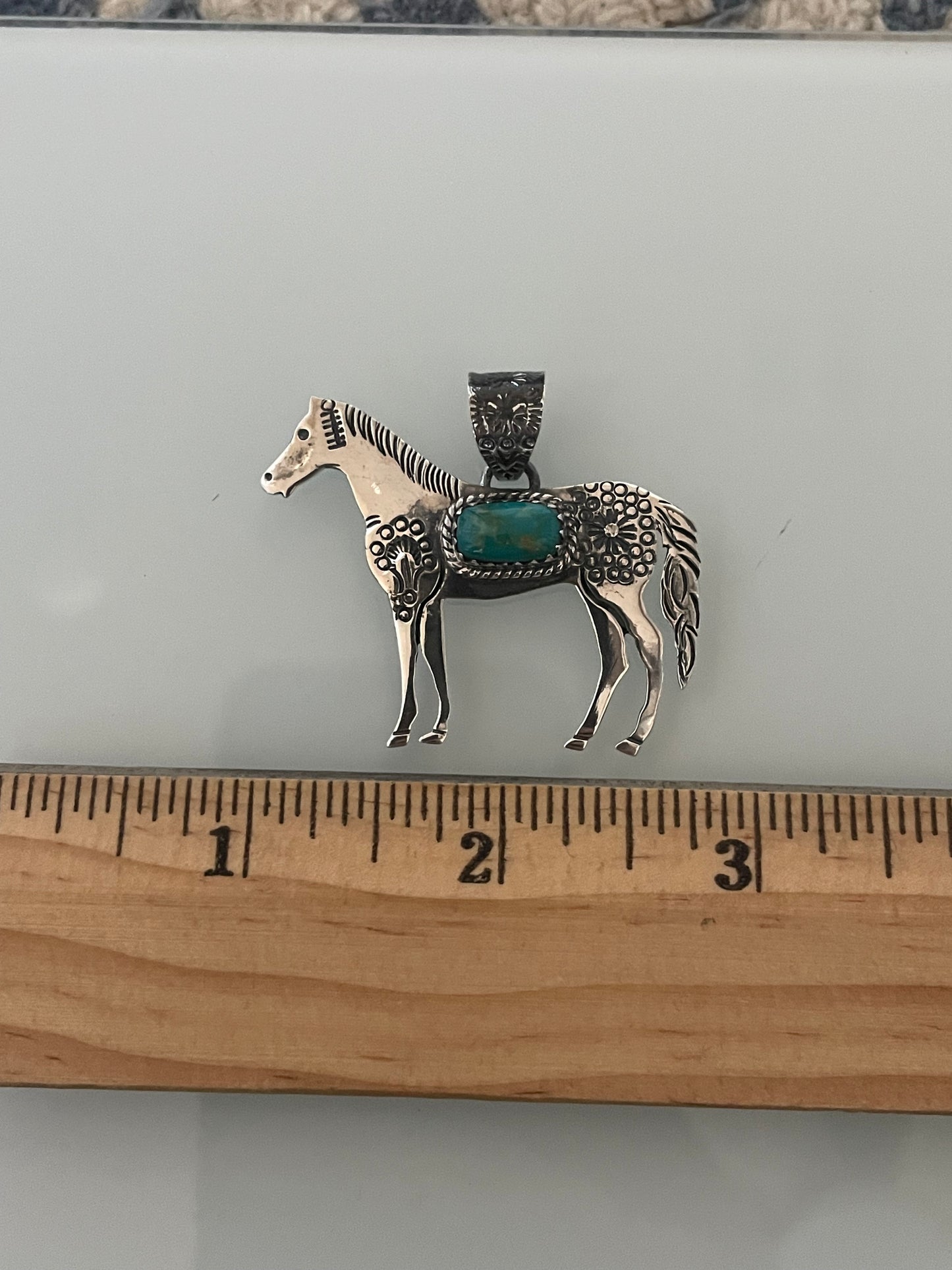 Kingman Turquoise Horse Pendant | 925 Sterling Silver E246