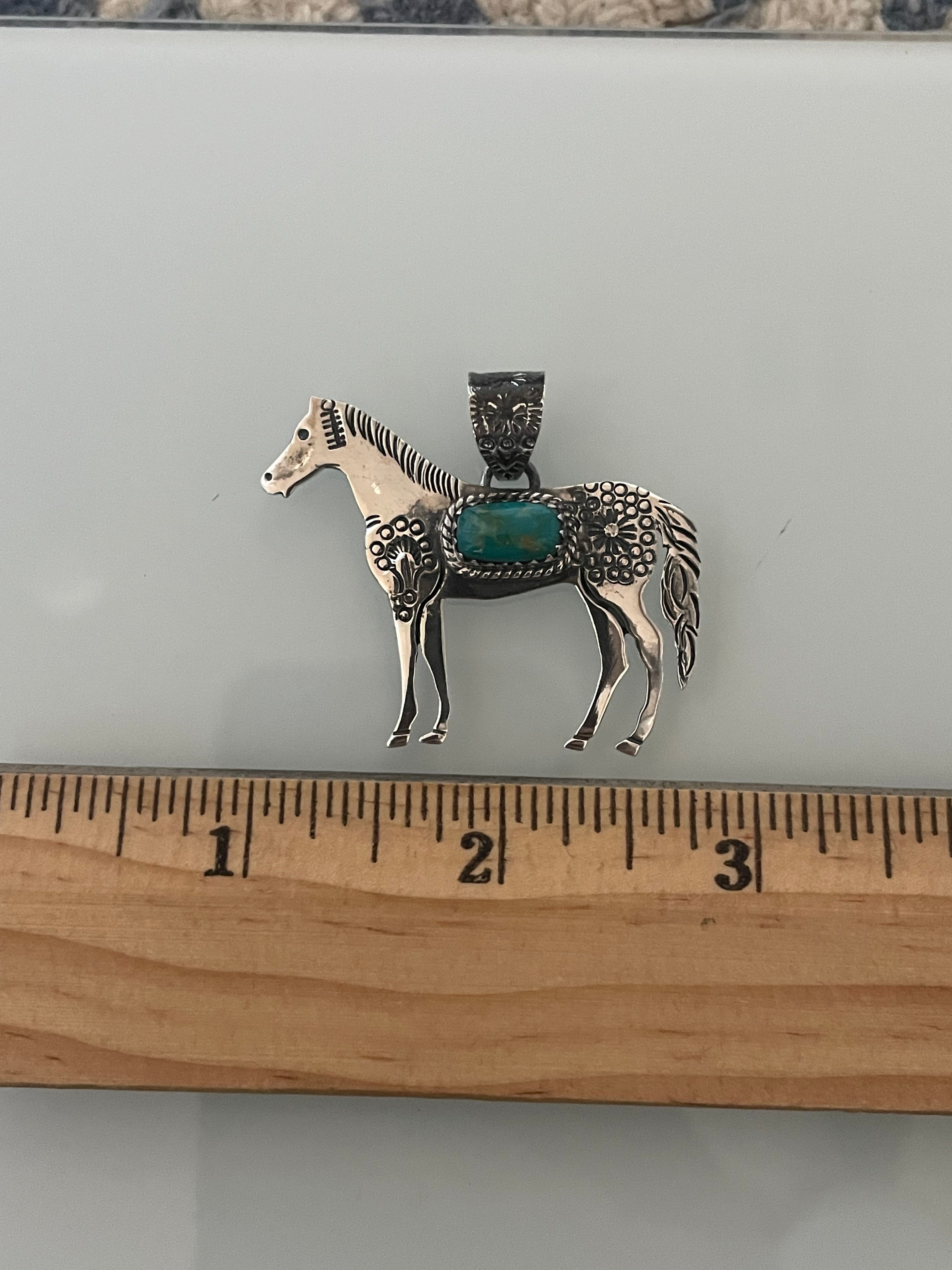 Kingman Turquoise Horse Pendant | 925 Sterling Silver E246