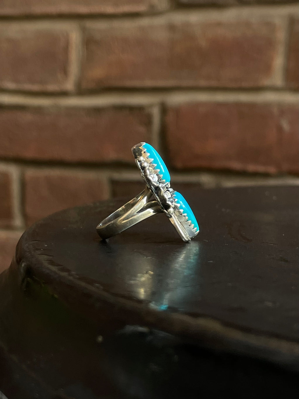 Kingman Turquoise Floral Ring Size 6 | 925 Sterling Silver G579
