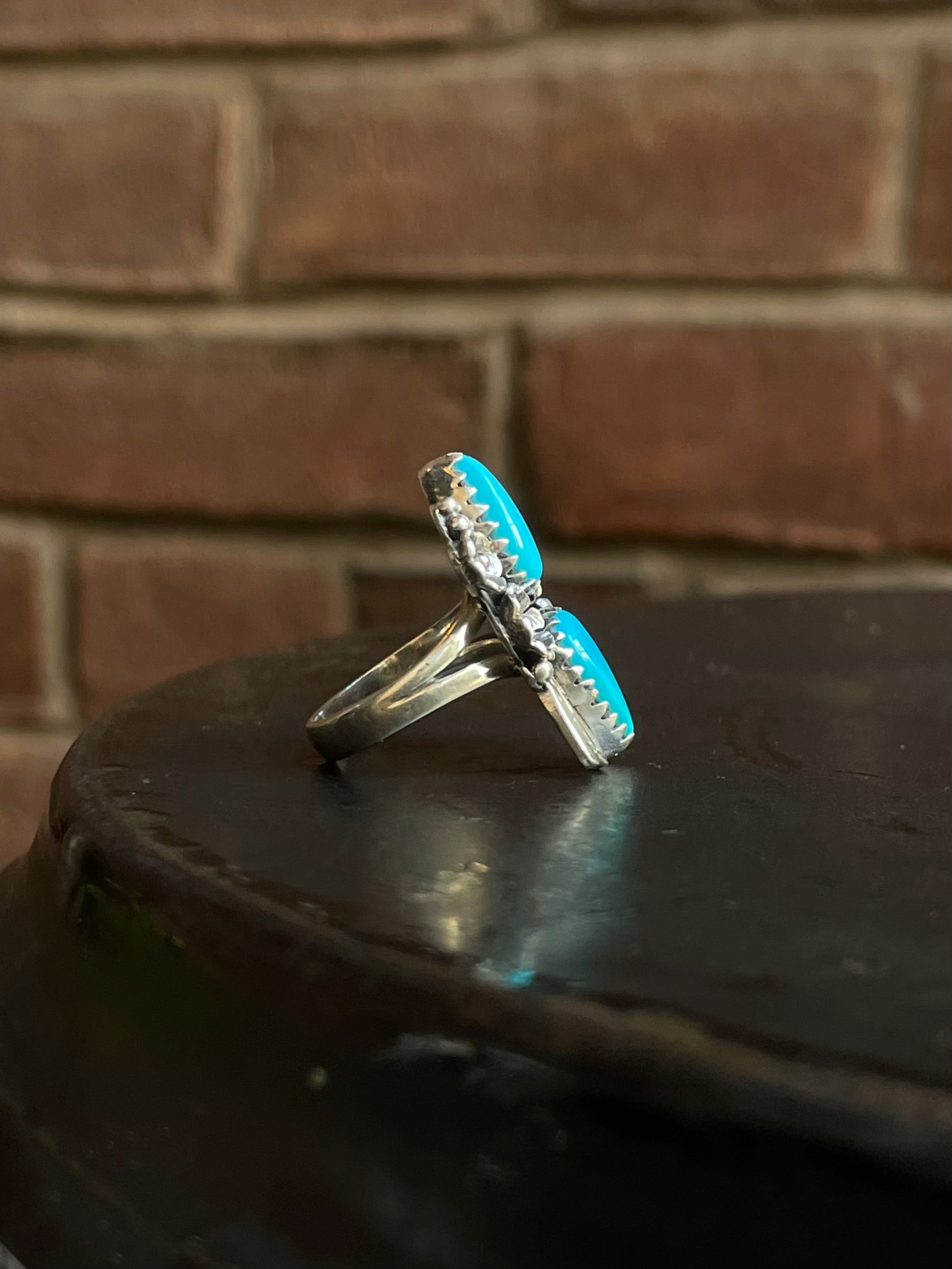 Kingman Turquoise Floral Ring Size 6 | 925 Sterling Silver G579