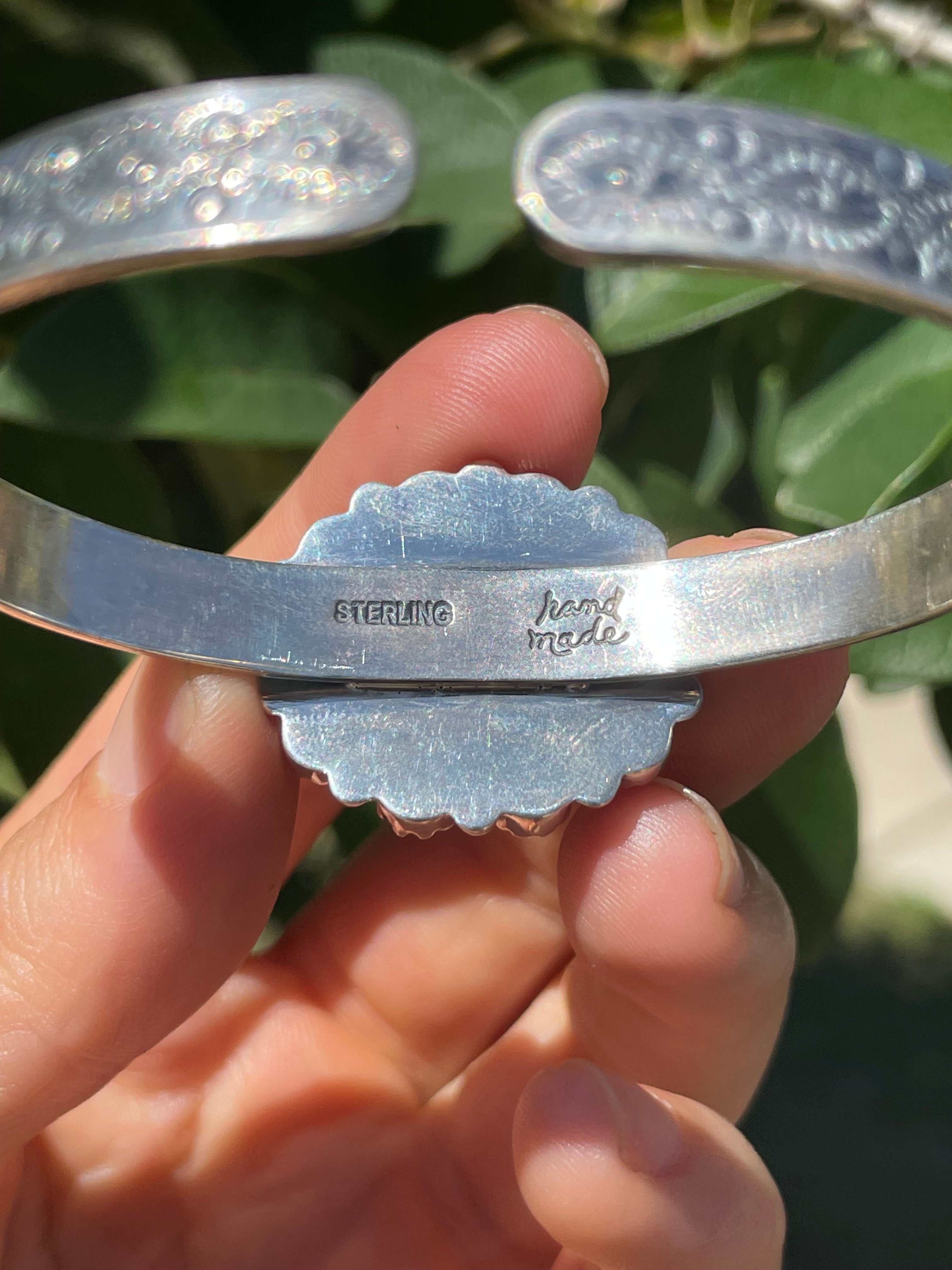 Kingman Turquoise & Red Coral Cluster Cuff Bracelet | Sterling Silver D139