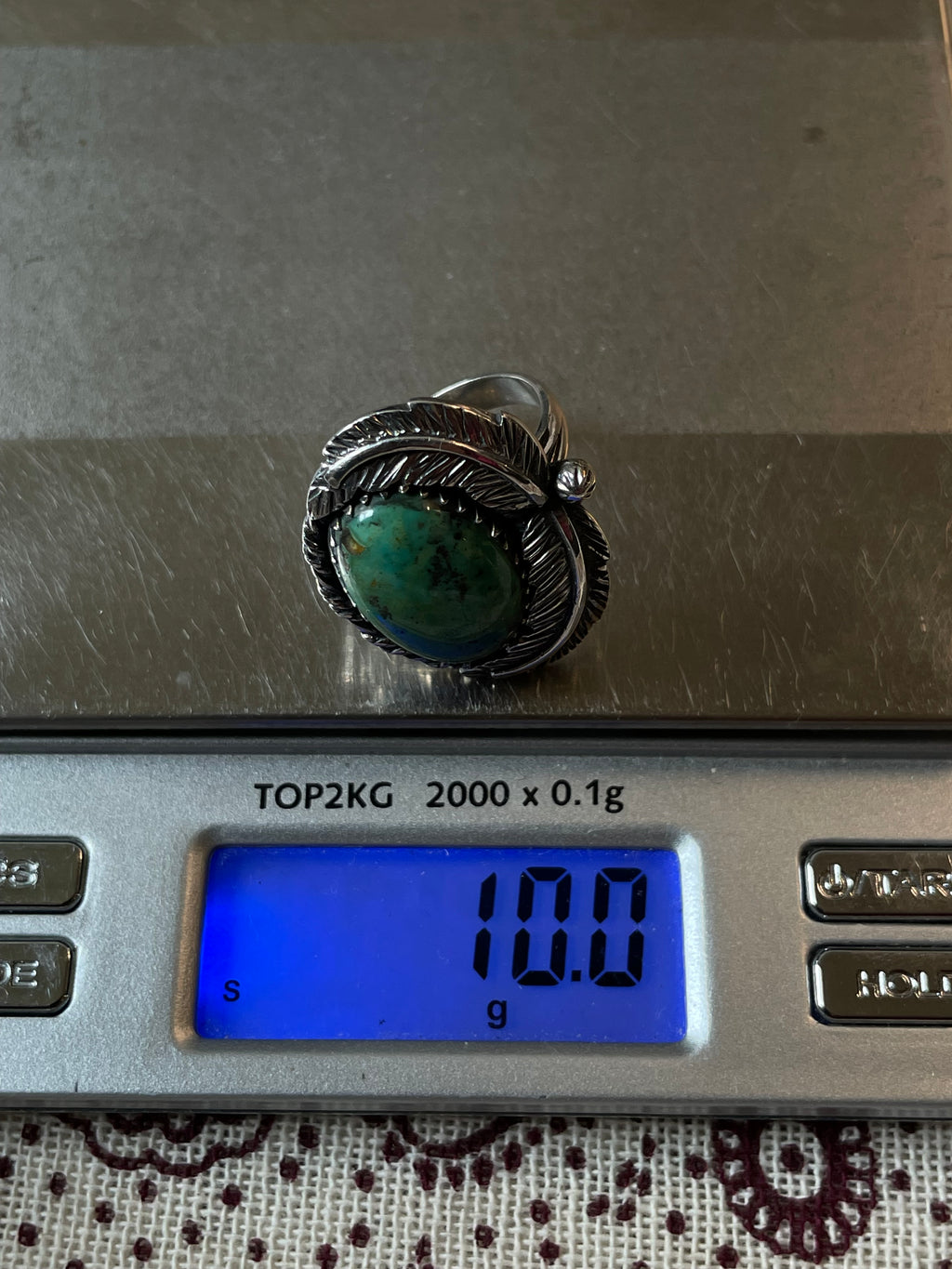Turquoise Feather Ring Size 8.5 | 925 Sterling Silver C418