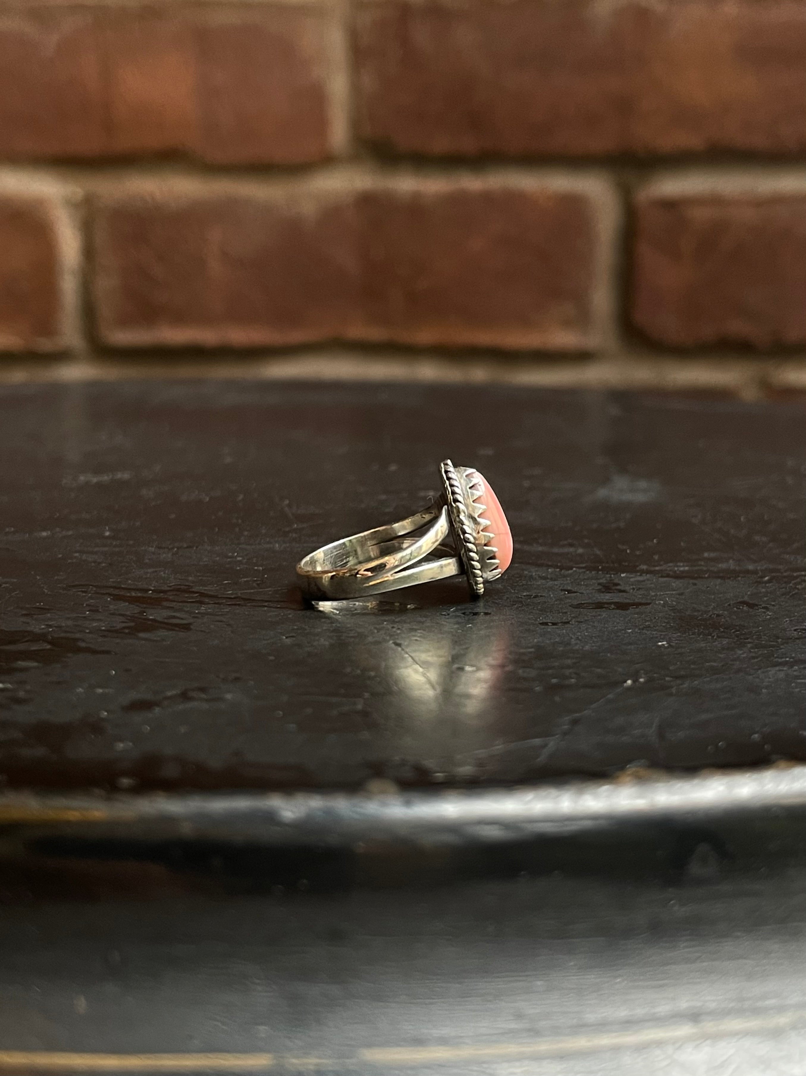 Pink Conch Teardrop Ring Size 6 | 925 Sterling Silver Southwest E159