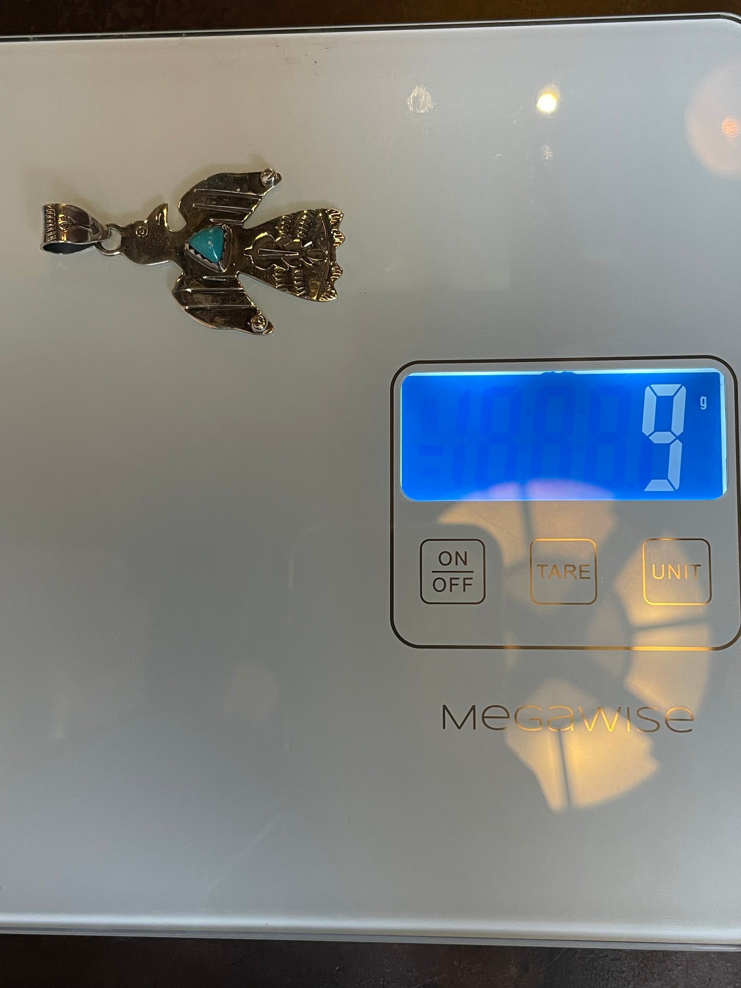 Kingman Turquoise Thunderbird Pendant | 925 Silver C533