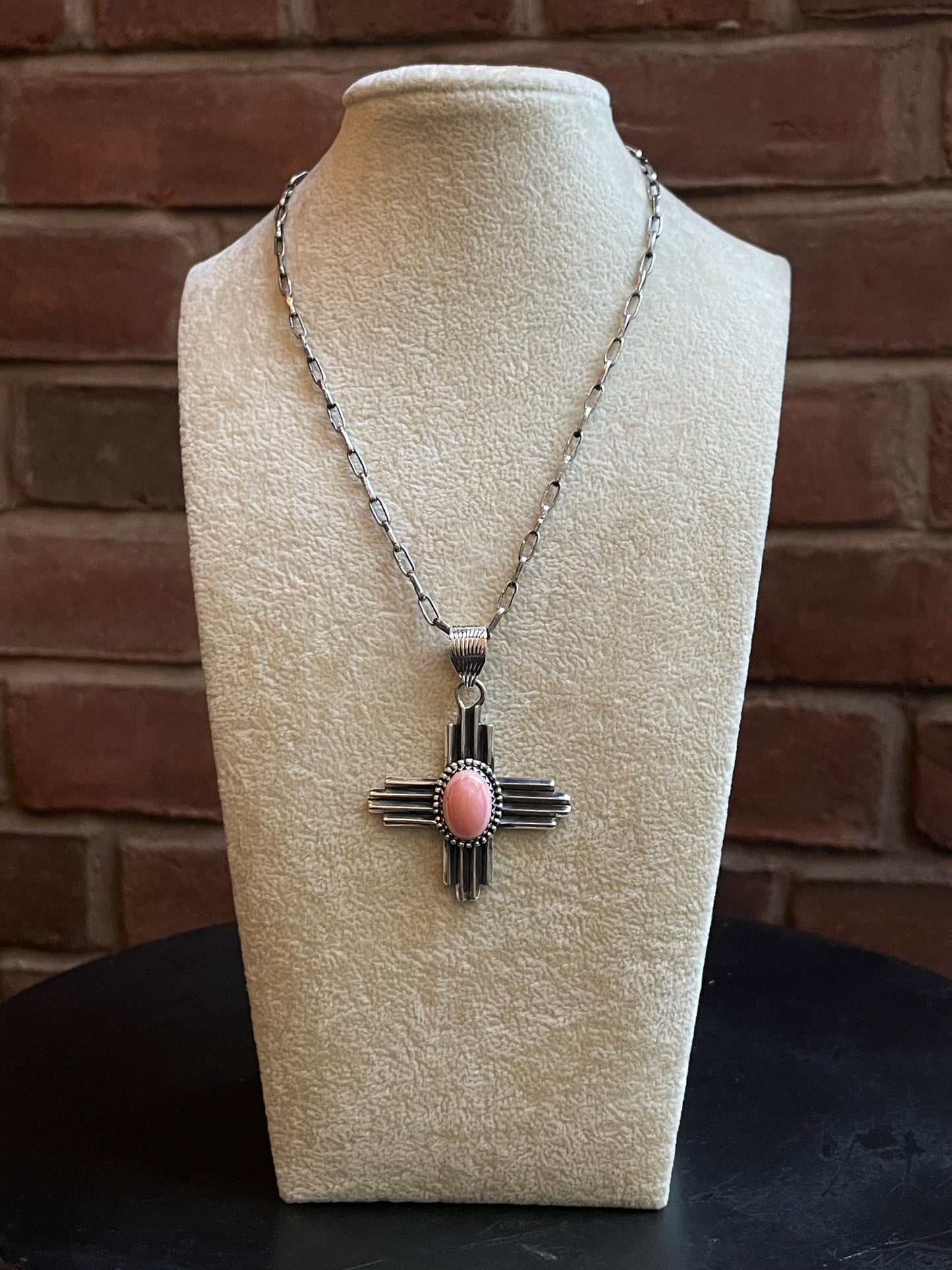 Pink Conch Cross Pendant | 925 Sterling Silver E236