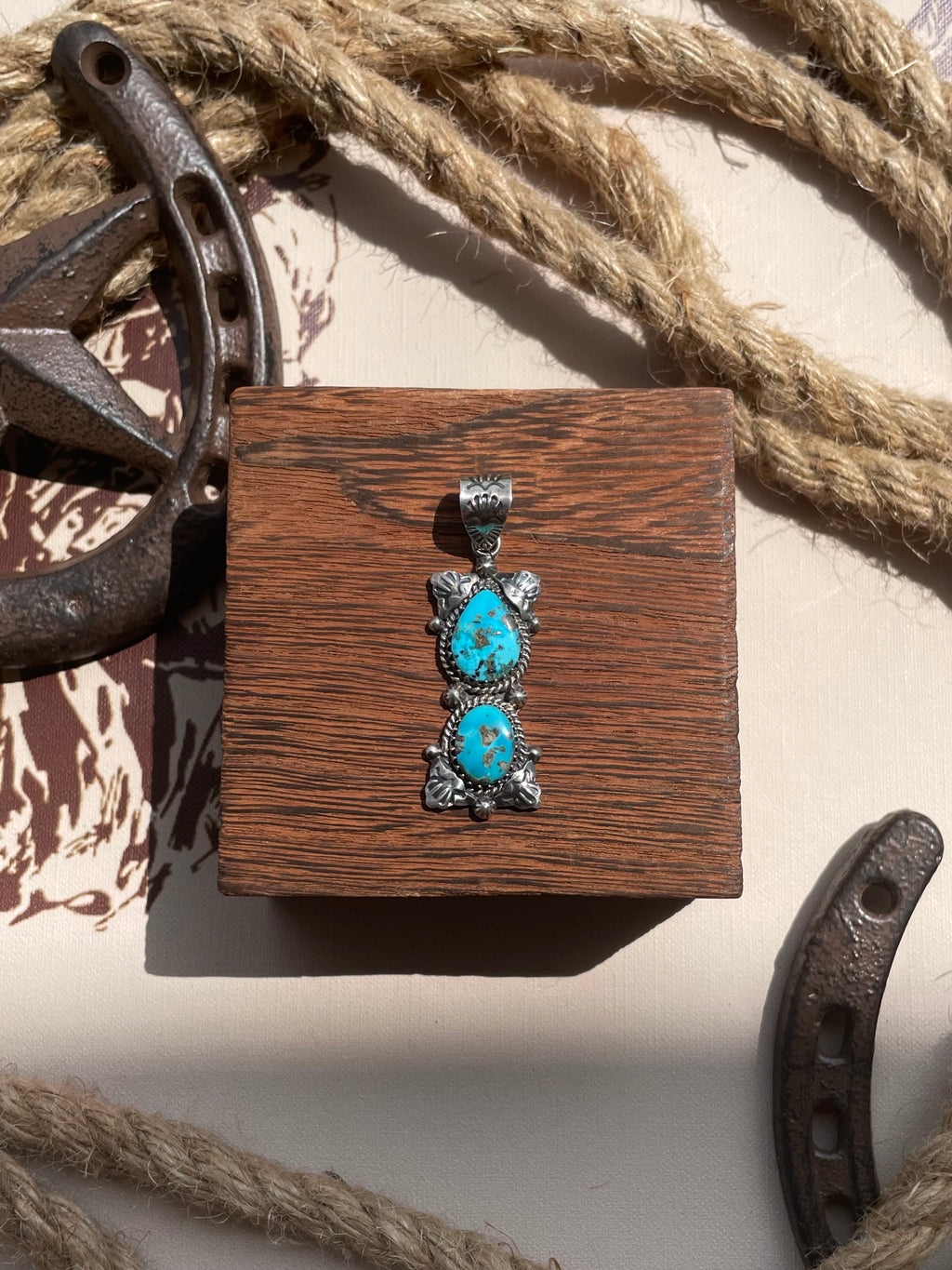 Turquoise Double Stone Pendant | 925 Sterling Silver G683