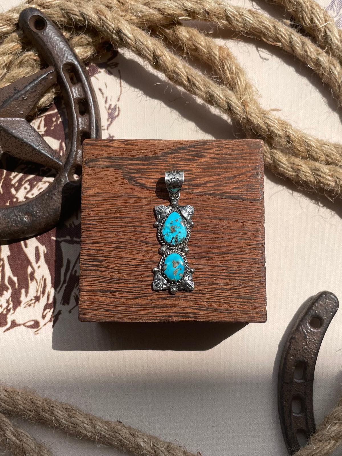 Turquoise Double Stone Pendant | 925 Sterling Silver G683